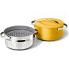 Caraway Nonstick Ceramic Dutch Oven Pot with Lid & Steamer (6.5 qt, 10.5″) – Non Toxic, PTFE & PFOA Free – Oven Safe & Compatible with All Stovetops (Gas, Electric & Induction) – Cream(Marigold)