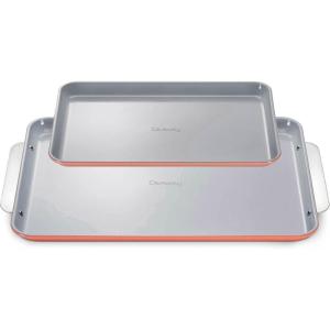 Caraway Non-Stick Ceramic Baking Sheet Trio – Naturally Slick Ceramic Coating – Non-Toxic, PTFE & PFOA Free – 18 x 13″ Large, 15 x 10″ Medium, & 9″ x 13″ Small – Cream(Perracotta)
