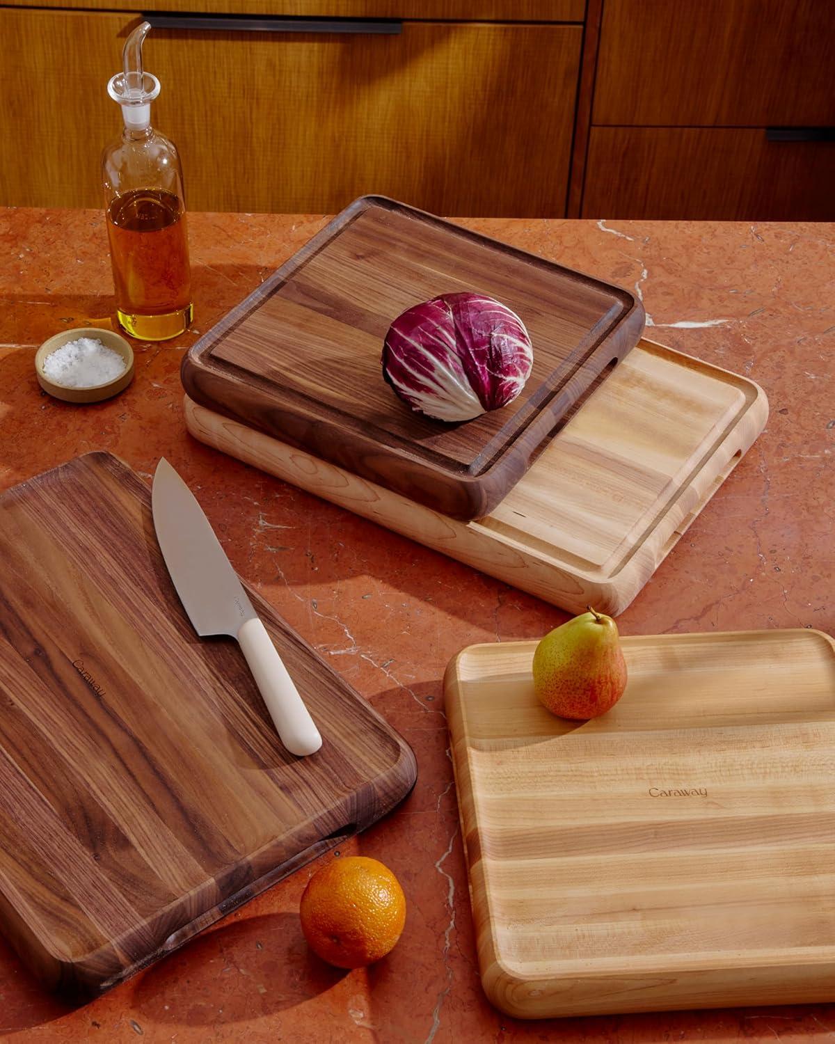 imageCaraway 17 Prep amp Serve Butcher Block Wood Cutting Board for Kitchen Rectangle DualSided Chopping Block for Prep Presentation and Serving WalnutMaple