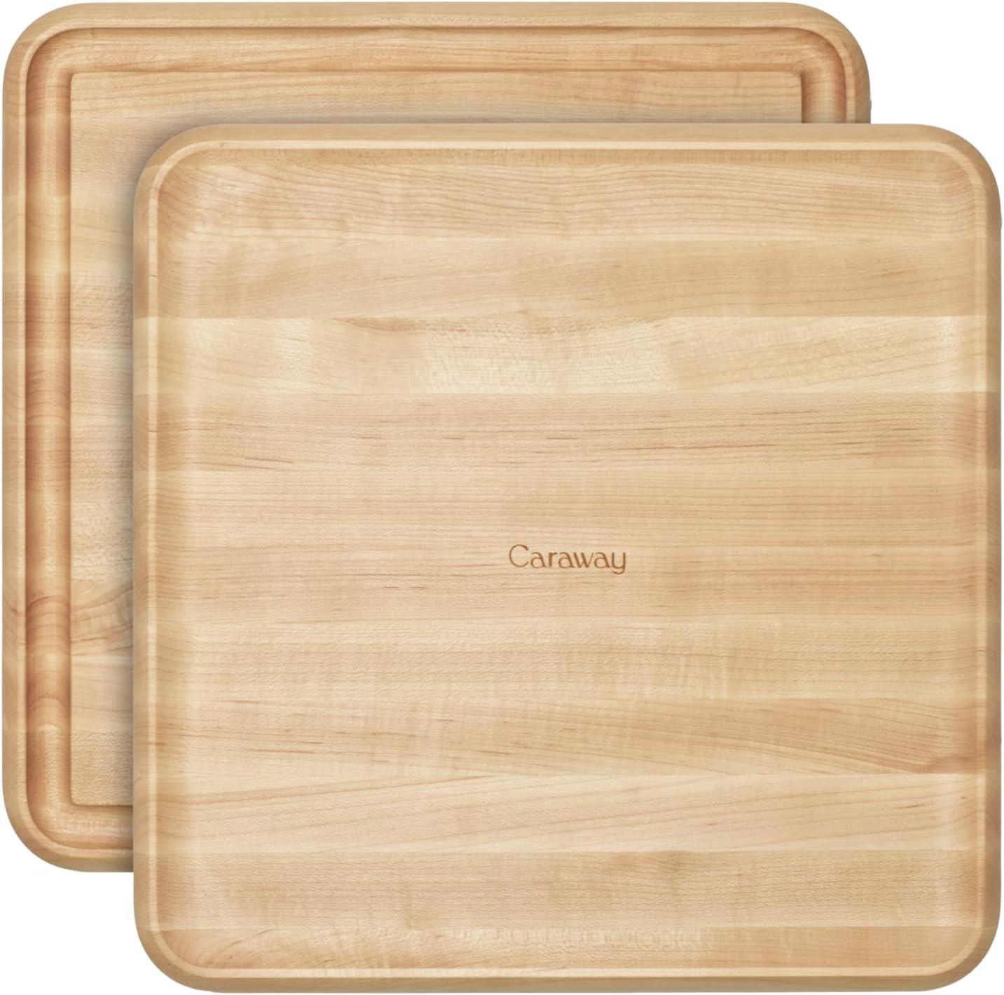 imageCaraway 17 Prep amp Serve Butcher Block Wood Cutting Board for Kitchen Rectangle DualSided Chopping Block for Prep Presentation and Serving WalnutMaple