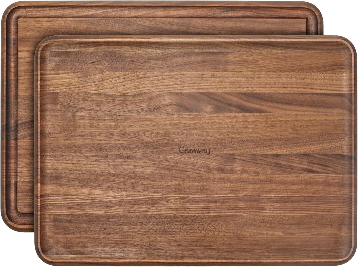 imageCaraway 17 Prep amp Serve Butcher Block Wood Cutting Board for Kitchen Rectangle DualSided Chopping Block for Prep Presentation and Serving WalnutWalnut