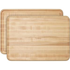 Caraway 17” Prep & Serve Butcher Block, Wood Cutting Board for Kitchen, Rectangle Dual-Sided Chopping Block for Prep, Presentation, and Serving, Walnut(Maple)