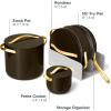 Caraway Cookware+ Collection – Specialty Cookware Set – Petite Cooker, Stir Fry Pan, Rondeau, & Stock Pot – 3 Lids & Storage Organizer Included – Cream(Black)