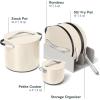 Caraway Cookware+ Collection – Specialty Cookware Set – Petite Cooker, Stir Fry Pan, Rondeau, & Stock Pot – 3 Lids & Storage Organizer Included – Cream(Cream)
