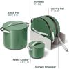 Caraway Cookware+ Collection – Specialty Cookware Set – Petite Cooker, Stir Fry Pan, Rondeau, & Stock Pot – 3 Lids & Storage Organizer Included – Cream(Sage)