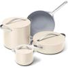 Caraway Cookware+ Collection – Specialty Cookware Set – Petite Cooker, Stir Fry Pan, Rondeau, & Stock Pot – 3 Lids & Storage Organizer Included – Cream(Cream)