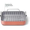 Caraway Roasting Pan – 16×13” Roasting Pan with Rack – Non-Stick Ceramic Coated – Non Toxic, PTFE & PFOA Free – Oven Safe & Compatible with All Stovetops – Sage(Perracotta)