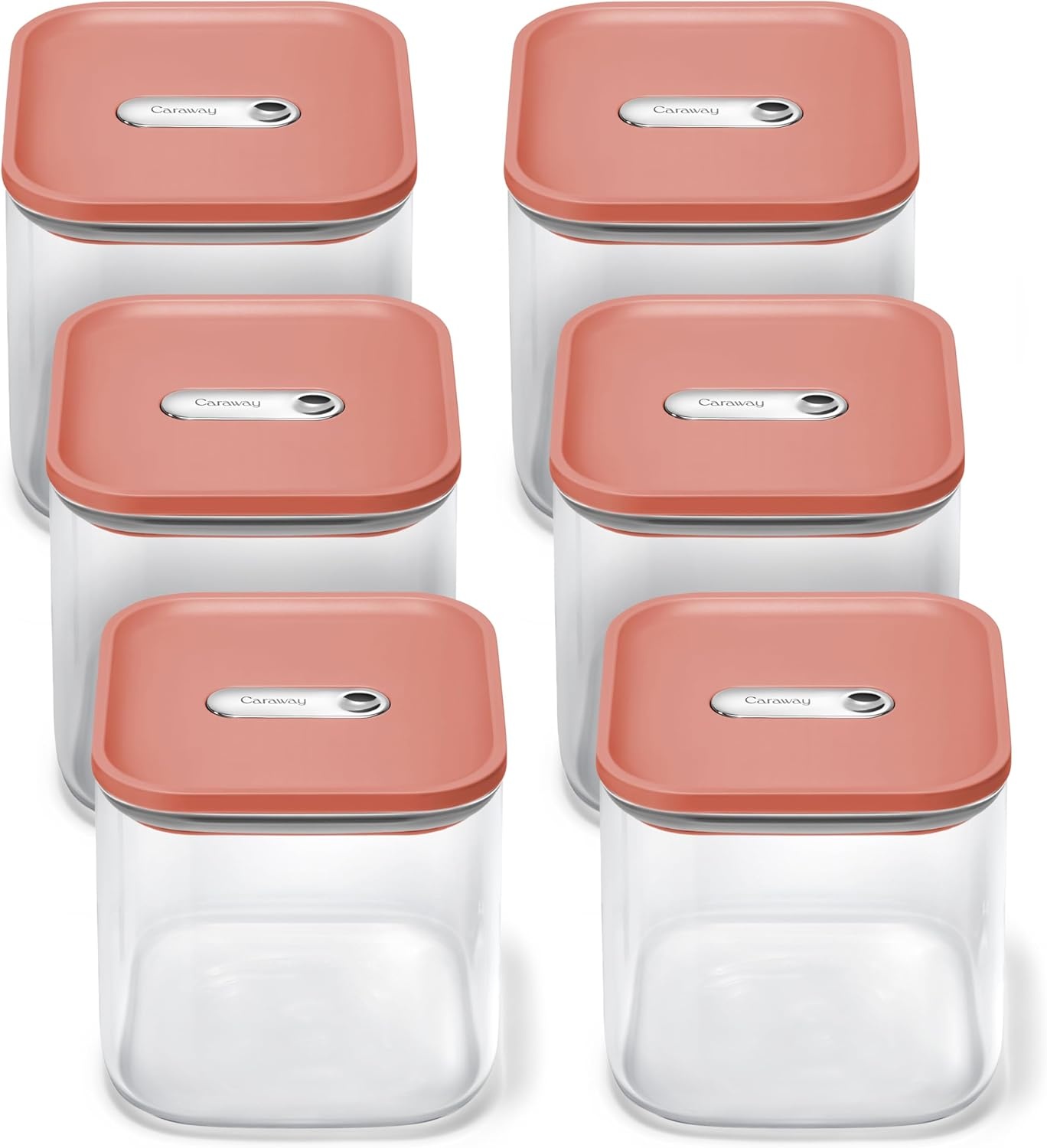 image:imageCaraway 25qt Glass Airtight Food Storage Containers with Lids NonToxic BPAFree Kitchen Storage Container Stackable SpaceSaving Airtight Containers for Pantry Dry Goods 6 Pack NavyPerracotta
