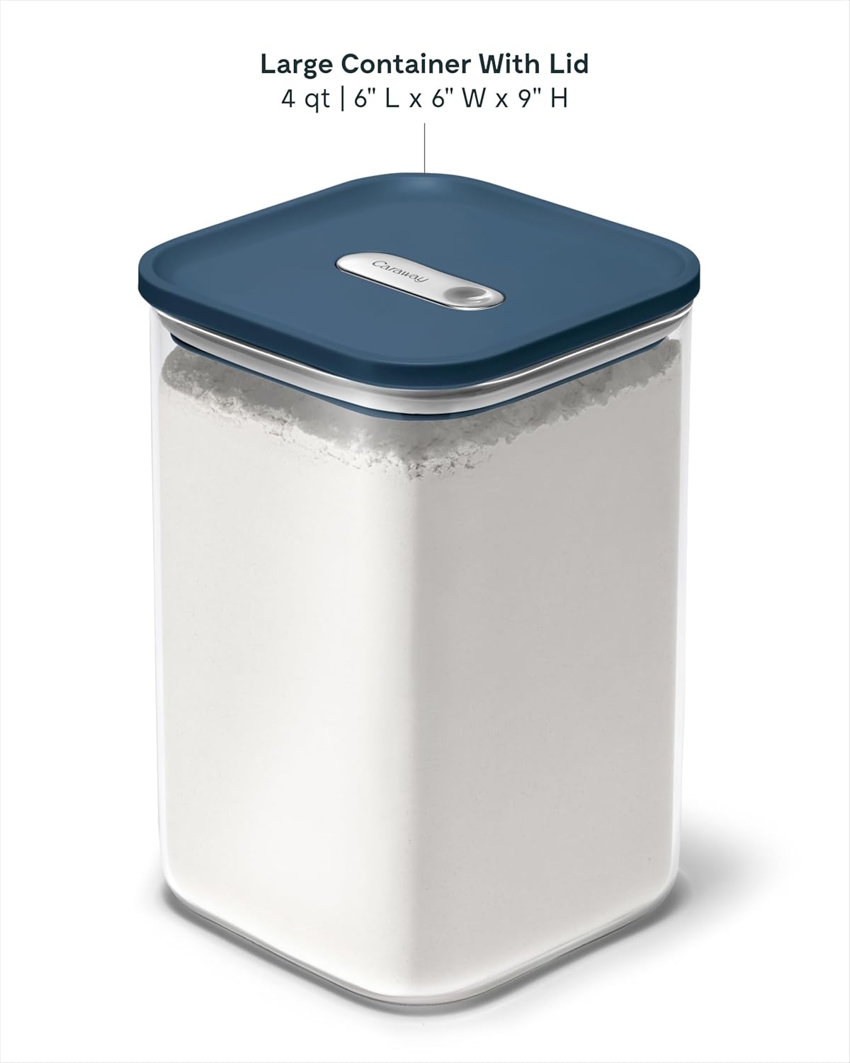 image:imageCaraway 25qt Glass Airtight Food Storage Containers with Lids NonToxic BPAFree Kitchen Storage Container Stackable SpaceSaving Airtight Containers for Pantry Dry Goods 6 Pack NavyNavy