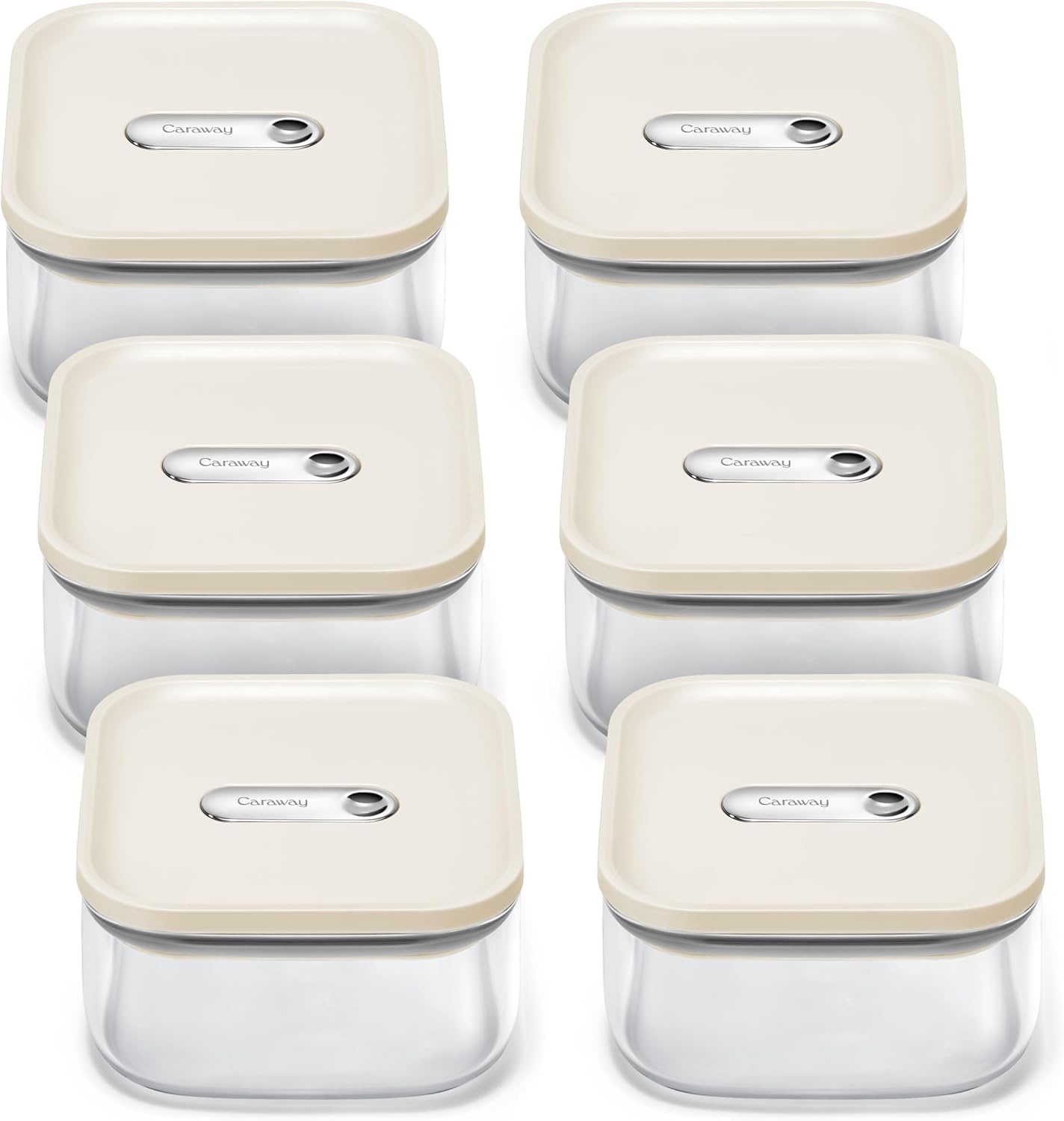 image:imageCaraway 25qt Glass Airtight Food Storage Containers with Lids NonToxic BPAFree Kitchen Storage Container Stackable SpaceSaving Airtight Containers for Pantry Dry Goods 6 Pack NavyCream
