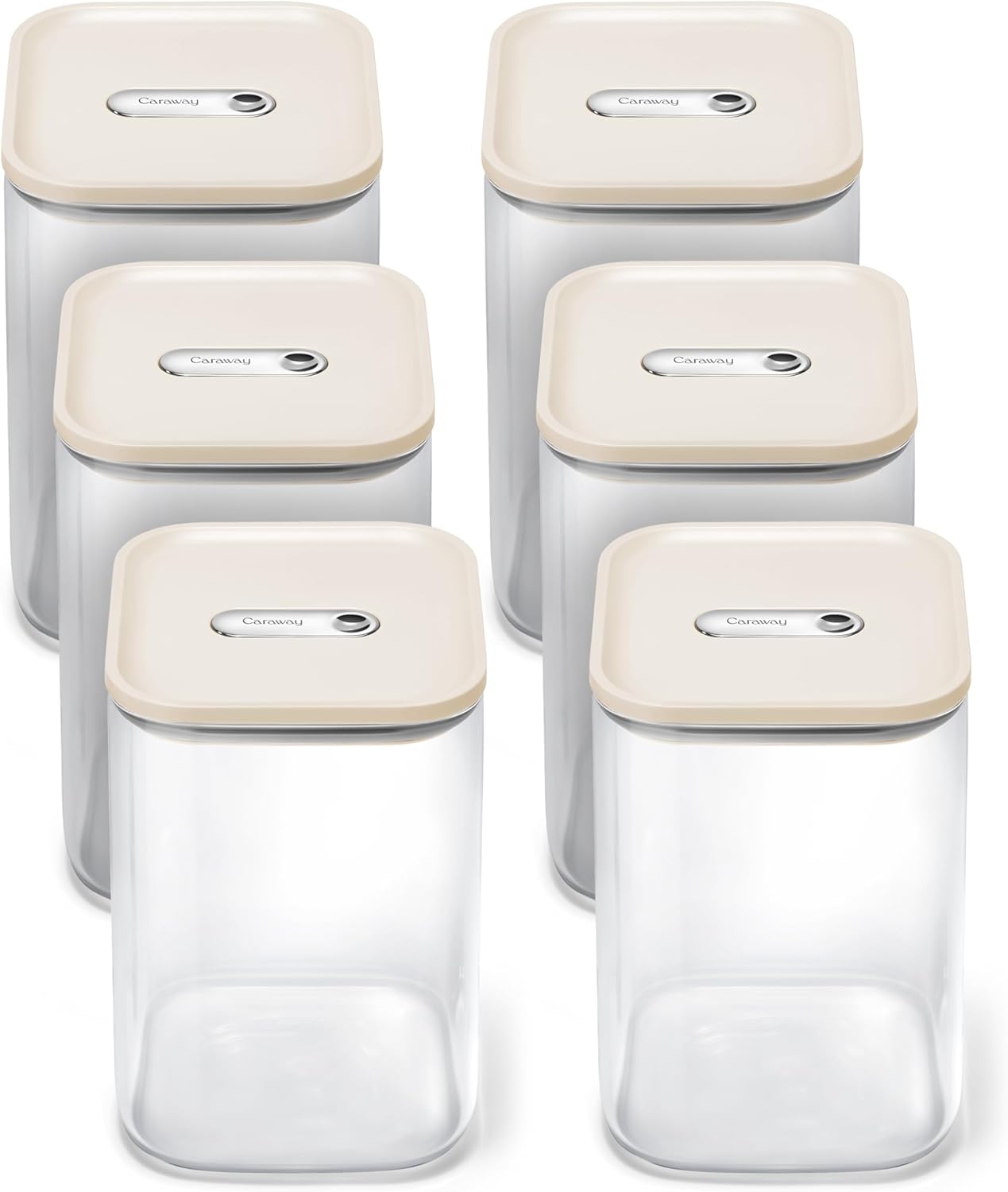 image:imageCaraway 25qt Glass Airtight Food Storage Containers with Lids NonToxic BPAFree Kitchen Storage Container Stackable SpaceSaving Airtight Containers for Pantry Dry Goods 6 Pack NavyCream