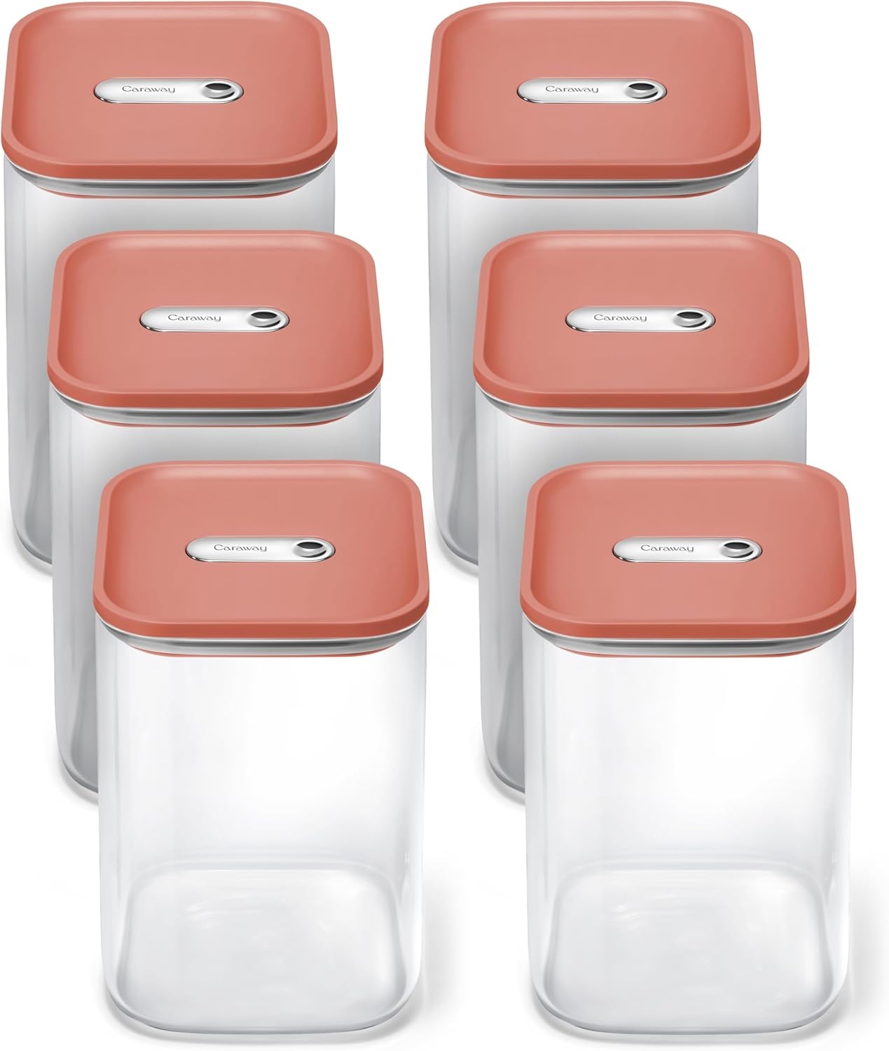 image:imageCaraway 25qt Glass Airtight Food Storage Containers with Lids NonToxic BPAFree Kitchen Storage Container Stackable SpaceSaving Airtight Containers for Pantry Dry Goods 6 Pack NavyPerracotta