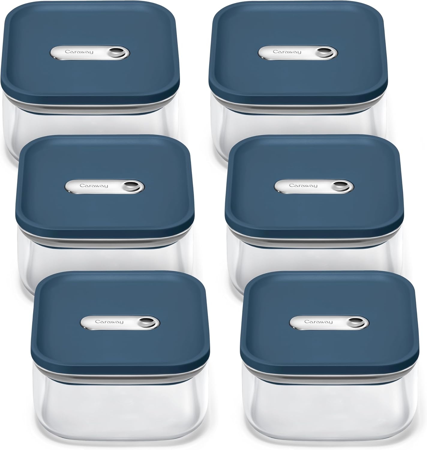 image:imageCaraway 25qt Glass Airtight Food Storage Containers with Lids NonToxic BPAFree Kitchen Storage Container Stackable SpaceSaving Airtight Containers for Pantry Dry Goods 6 Pack NavyNavy