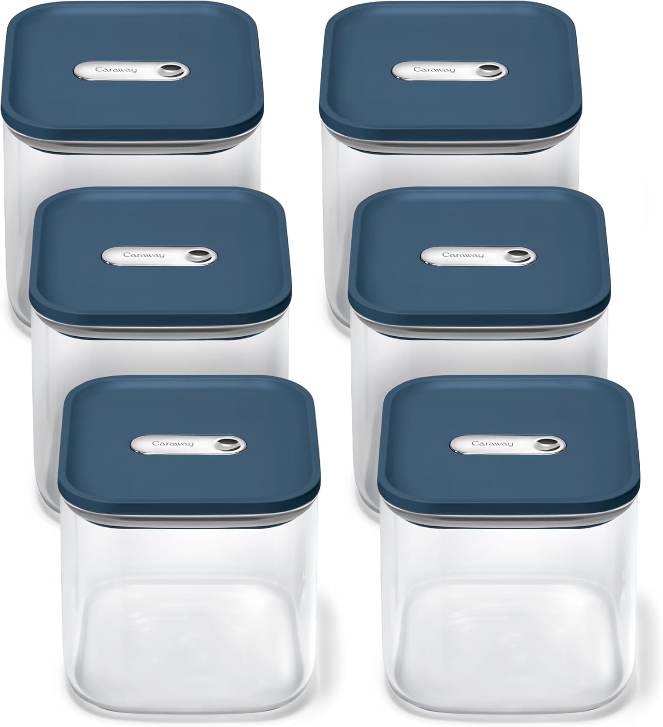 image:imageCaraway 25qt Glass Airtight Food Storage Containers with Lids NonToxic BPAFree Kitchen Storage Container Stackable SpaceSaving Airtight Containers for Pantry Dry Goods 6 Pack NavyNavy