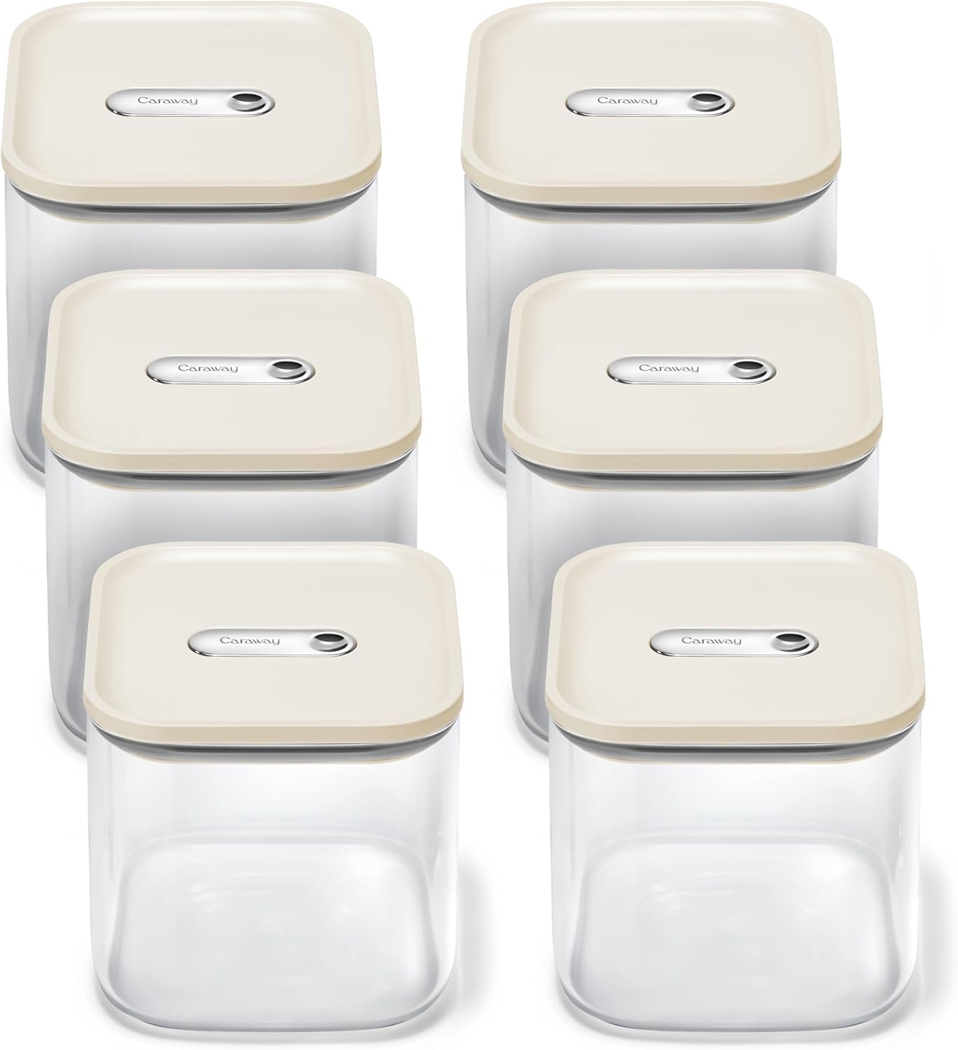image:imageCaraway 25qt Glass Airtight Food Storage Containers with Lids NonToxic BPAFree Kitchen Storage Container Stackable SpaceSaving Airtight Containers for Pantry Dry Goods 6 Pack NavyCream