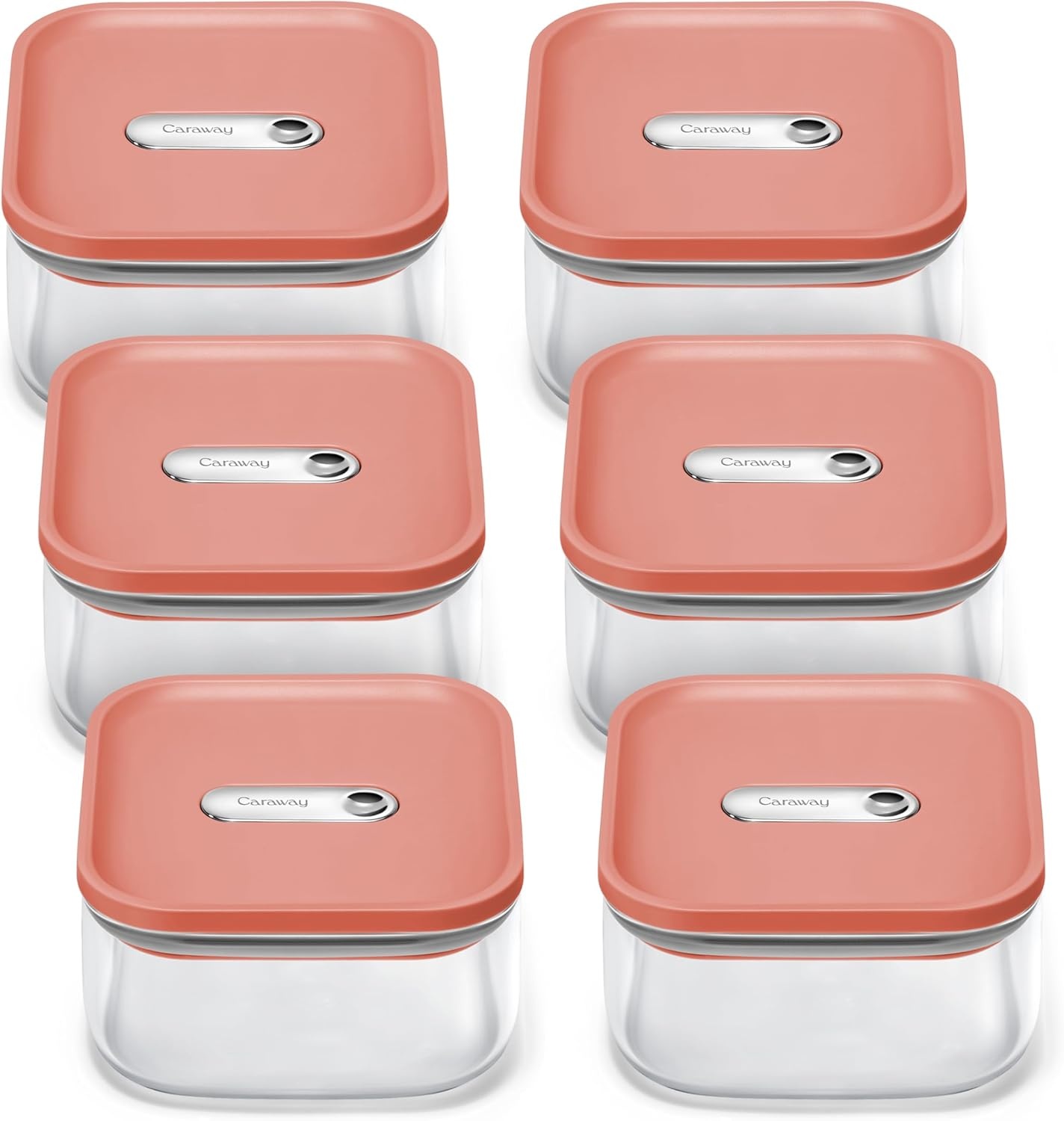 image:imageCaraway 25qt Glass Airtight Food Storage Containers with Lids NonToxic BPAFree Kitchen Storage Container Stackable SpaceSaving Airtight Containers for Pantry Dry Goods 6 Pack NavyPerracotta