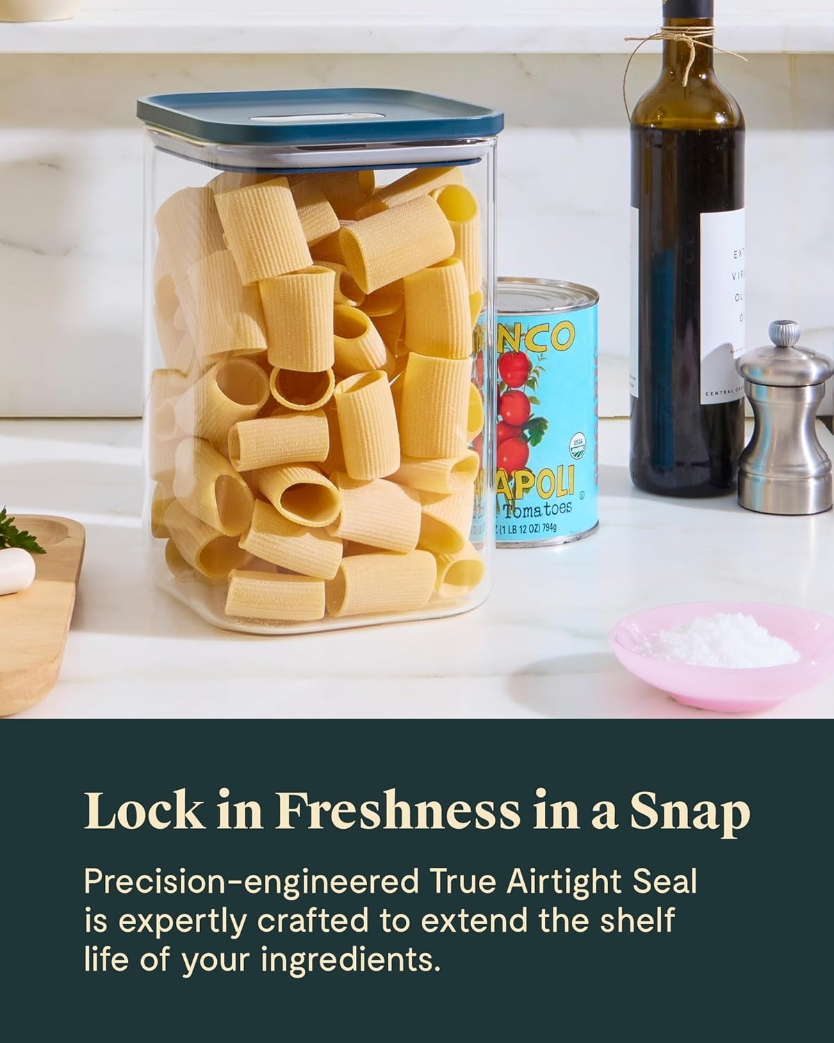 image:imageCaraway 25qt Glass Airtight Food Storage Containers with Lids NonToxic BPAFree Kitchen Storage Container Stackable SpaceSaving Airtight Containers for Pantry Dry Goods 6 Pack NavyMist