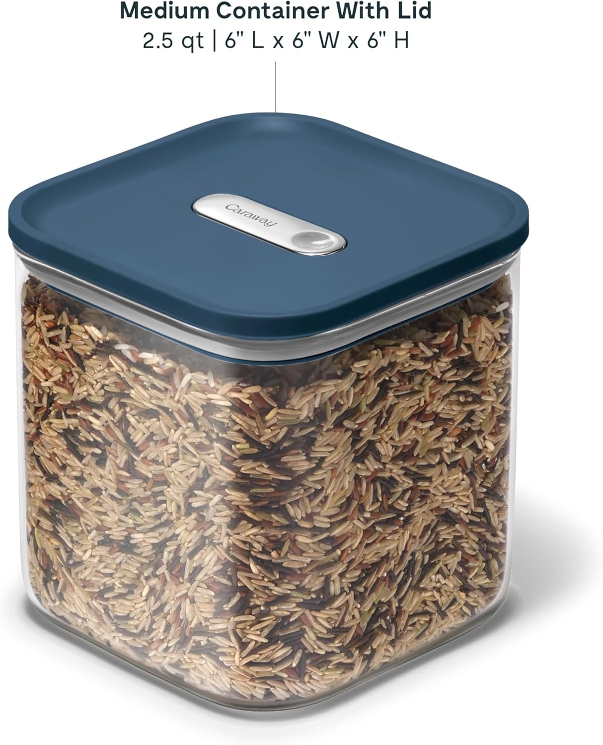image:imageCaraway 25qt Glass Airtight Food Storage Containers with Lids NonToxic BPAFree Kitchen Storage Container Stackable SpaceSaving Airtight Containers for Pantry Dry Goods 6 Pack NavyNavy
