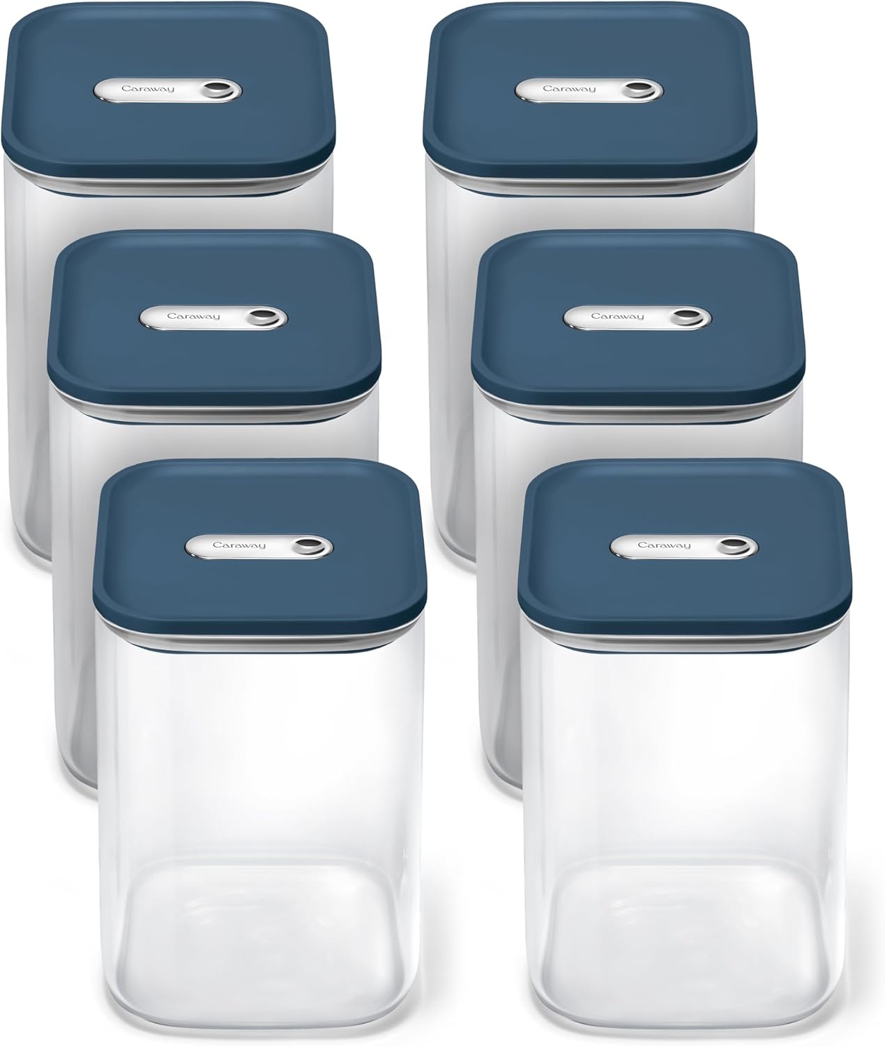 image:imageCaraway 25qt Glass Airtight Food Storage Containers with Lids NonToxic BPAFree Kitchen Storage Container Stackable SpaceSaving Airtight Containers for Pantry Dry Goods 6 Pack NavyNavy