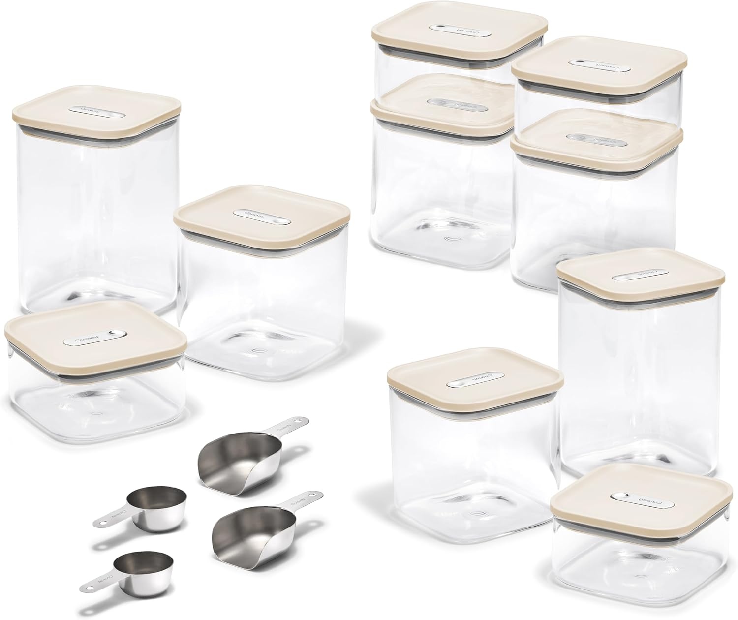 image:imageCaraway 26Piece Ultimate Airtight Glass Food Storage Containers with Lids Scoops Measuring Cups and Organizers NonToxic BPAFree Stackable SpaceSaving Containers for Pantry CreamCream