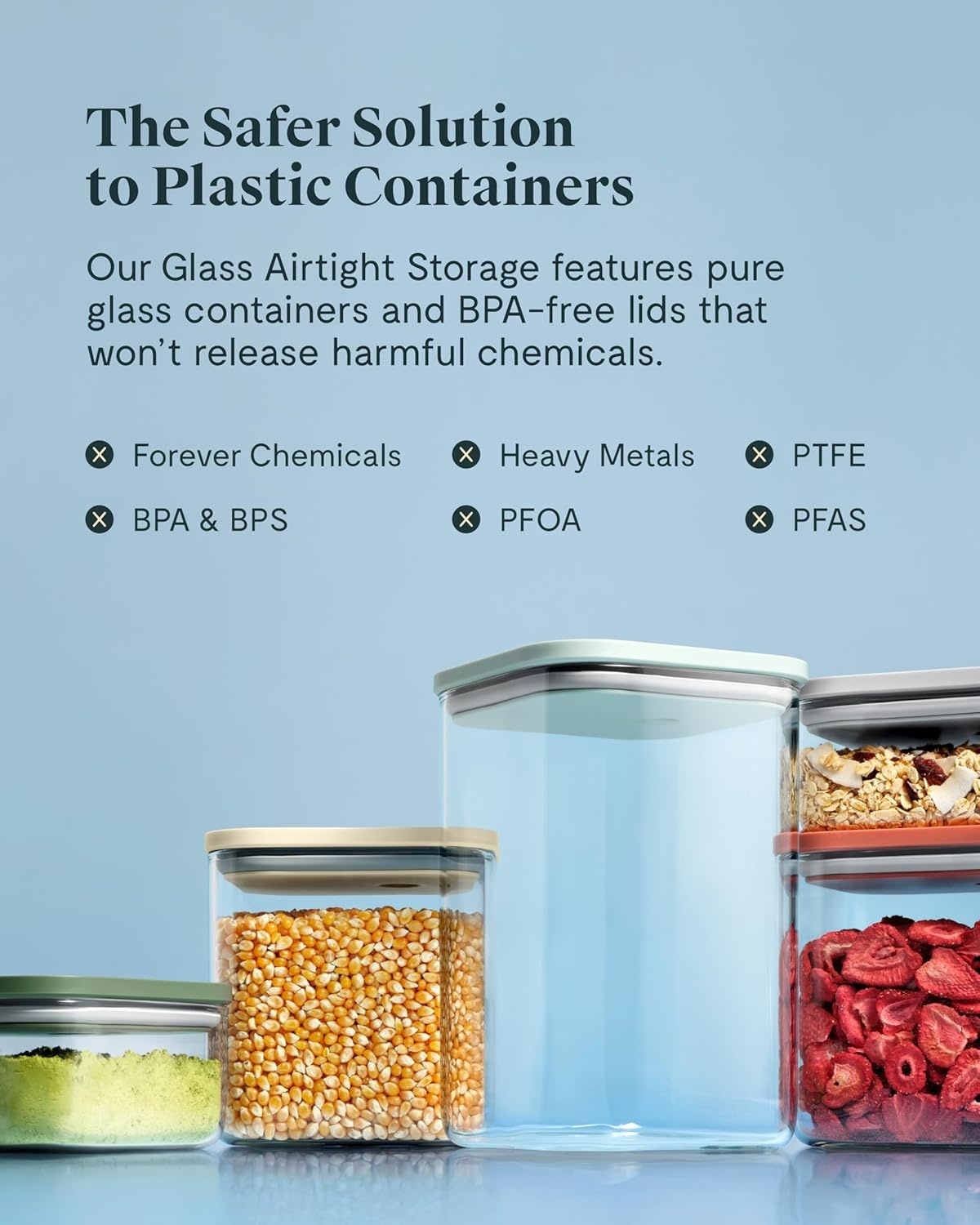 image:imageCaraway 26Piece Ultimate Airtight Glass Food Storage Containers with Lids Scoops Measuring Cups and Organizers NonToxic BPAFree Stackable SpaceSaving Containers for Pantry CreamPerracotta