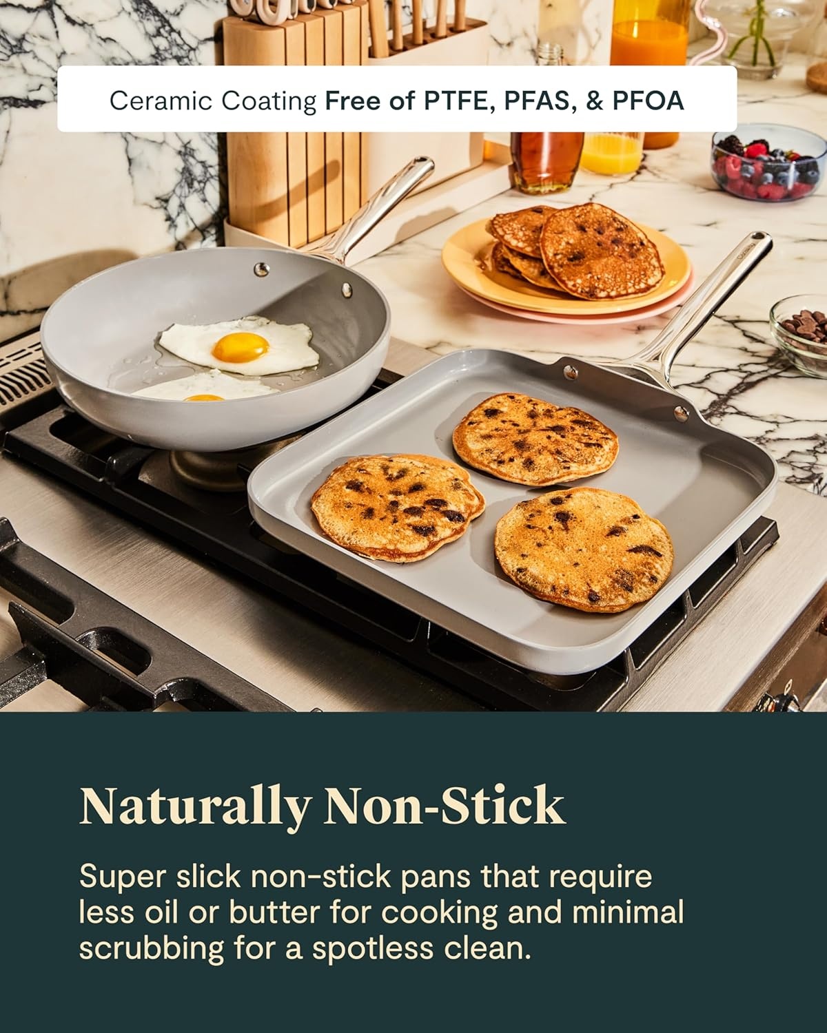image:imageCaraway 31Piece Ceramic Cookware Bundle Fry Pans Saucepans Saut Pan Dutch Oven Petite Cooker Stir Fry Rondeau Stock Pot Grill amp Griddle Pans Roasting Pan Racks Organizers NavyMarigold