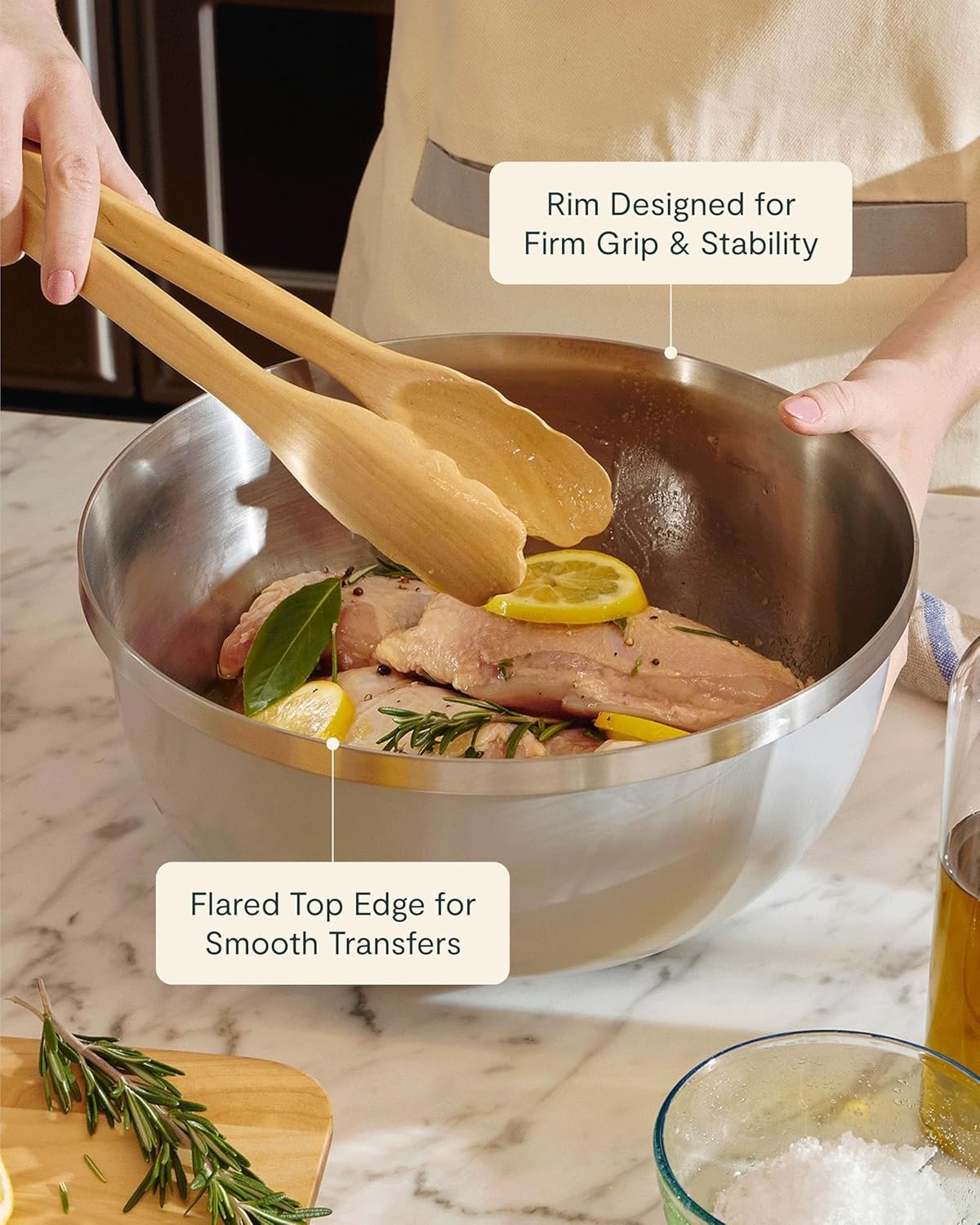 image:imageCaraway 6Piece Mixing Bowl Set with Lids 6 qt 4 qt 2 qt Stainless Steel Bowls with Tempered Glass Lids NonToxic PFASFree Navy