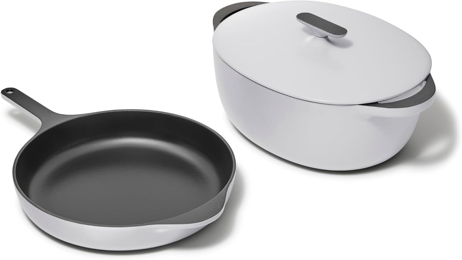 image:imageCaraway Enameled Cast Iron Bundle 8 Mini Skillet 18 qt Sauce Pan with Lid amp Storage Organizer Durable NonToxic Cookware for Stovetop amp Oven No Seasoning Required CreamMidnight Blue