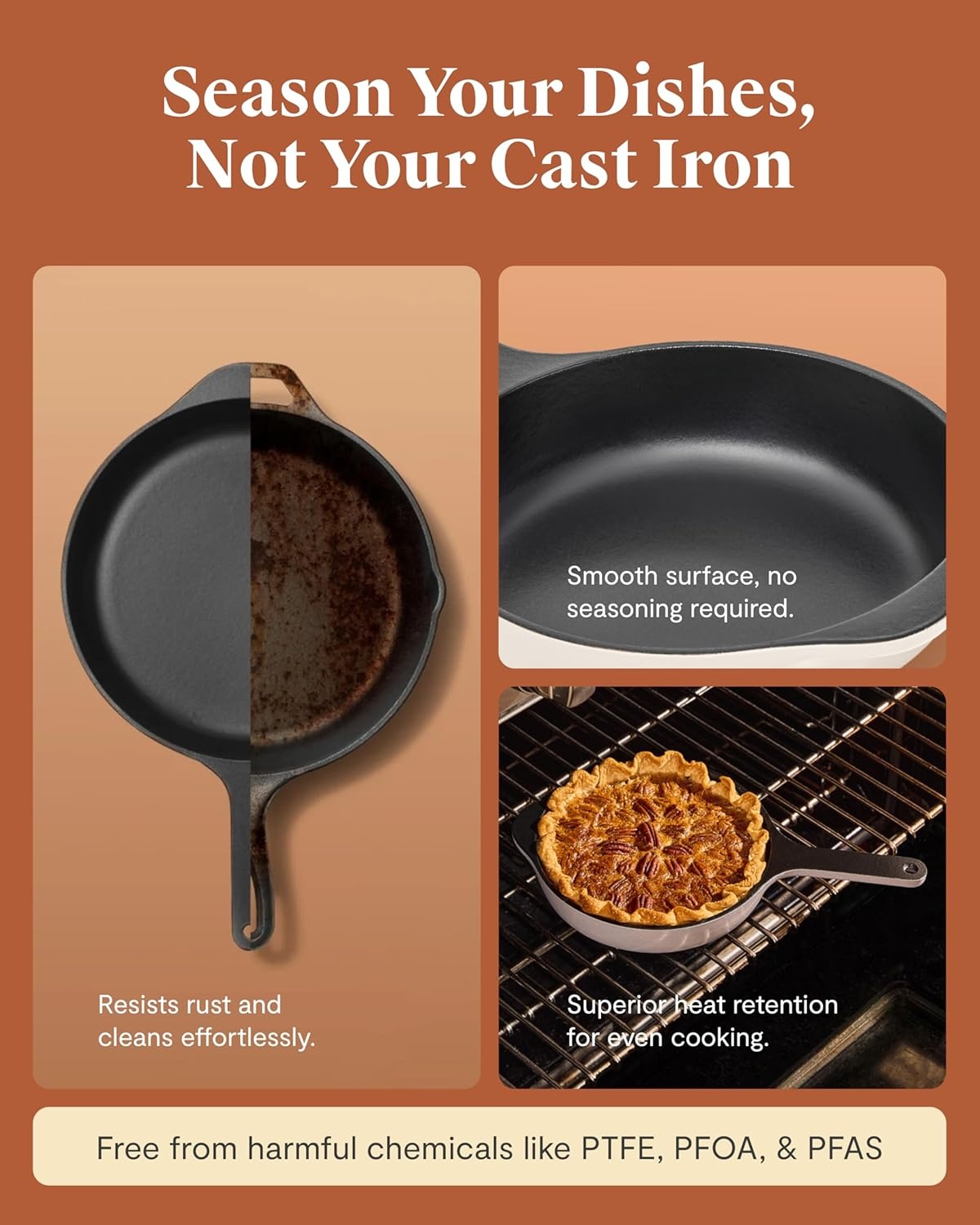 image:imageCaraway Enameled Cast Iron Bundle 8 Mini Skillet 18 qt Sauce Pan with Lid amp Storage Organizer Durable NonToxic Cookware for Stovetop amp Oven No Seasoning Required CreamGray