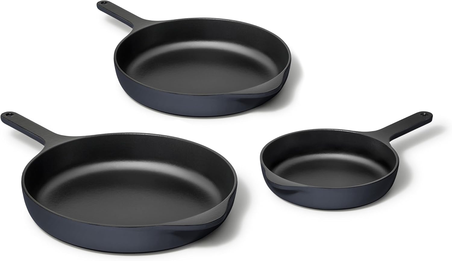 image:imageCaraway Enameled Cast Iron Bundle 8 Mini Skillet 18 qt Sauce Pan with Lid amp Storage Organizer Durable NonToxic Cookware for Stovetop amp Oven No Seasoning Required CreamMidnight Blue