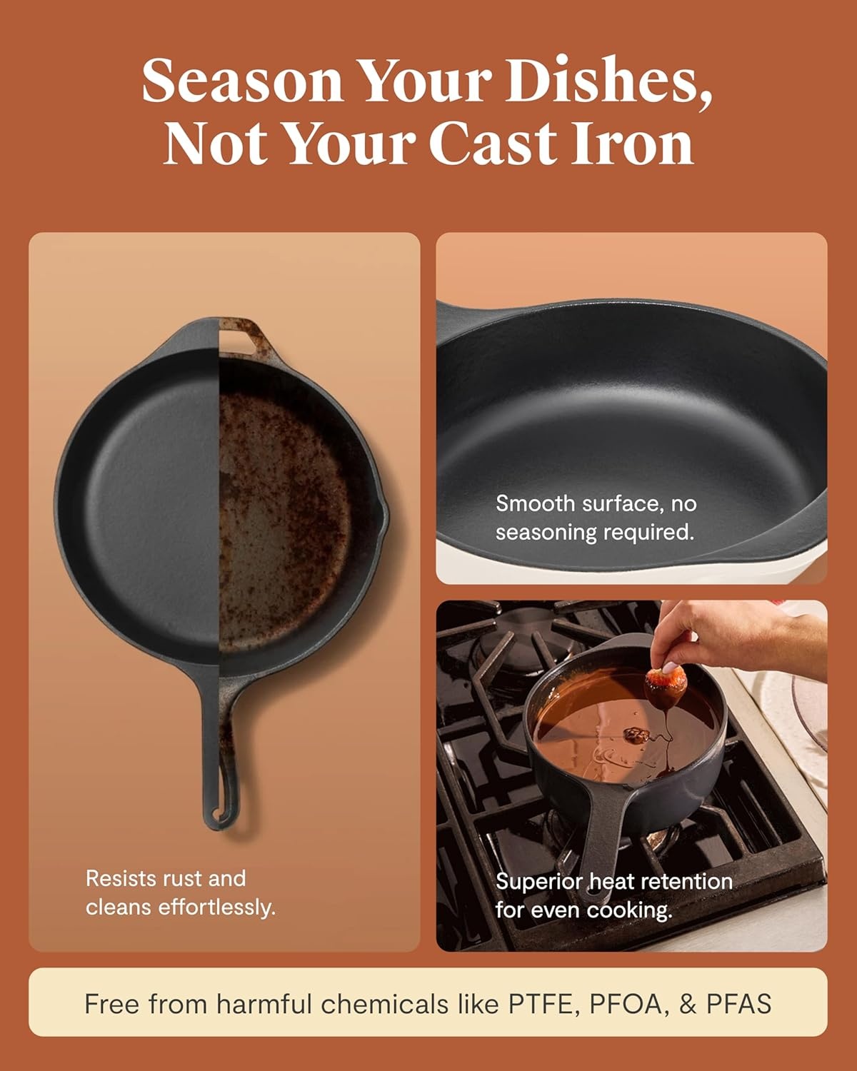 image:imageCaraway Enameled Cast Iron Bundle 8 Mini Skillet 18 qt Sauce Pan with Lid amp Storage Organizer Durable NonToxic Cookware for Stovetop amp Oven No Seasoning Required CreamRust