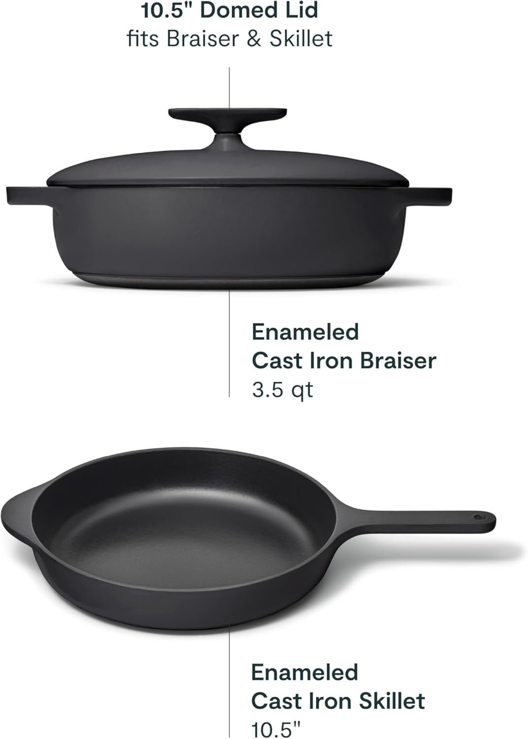 image:imageCaraway Enameled Cast Iron Bundle 8 Mini Skillet 18 qt Sauce Pan with Lid amp Storage Organizer Durable NonToxic Cookware for Stovetop amp Oven No Seasoning Required CreamCharcoal