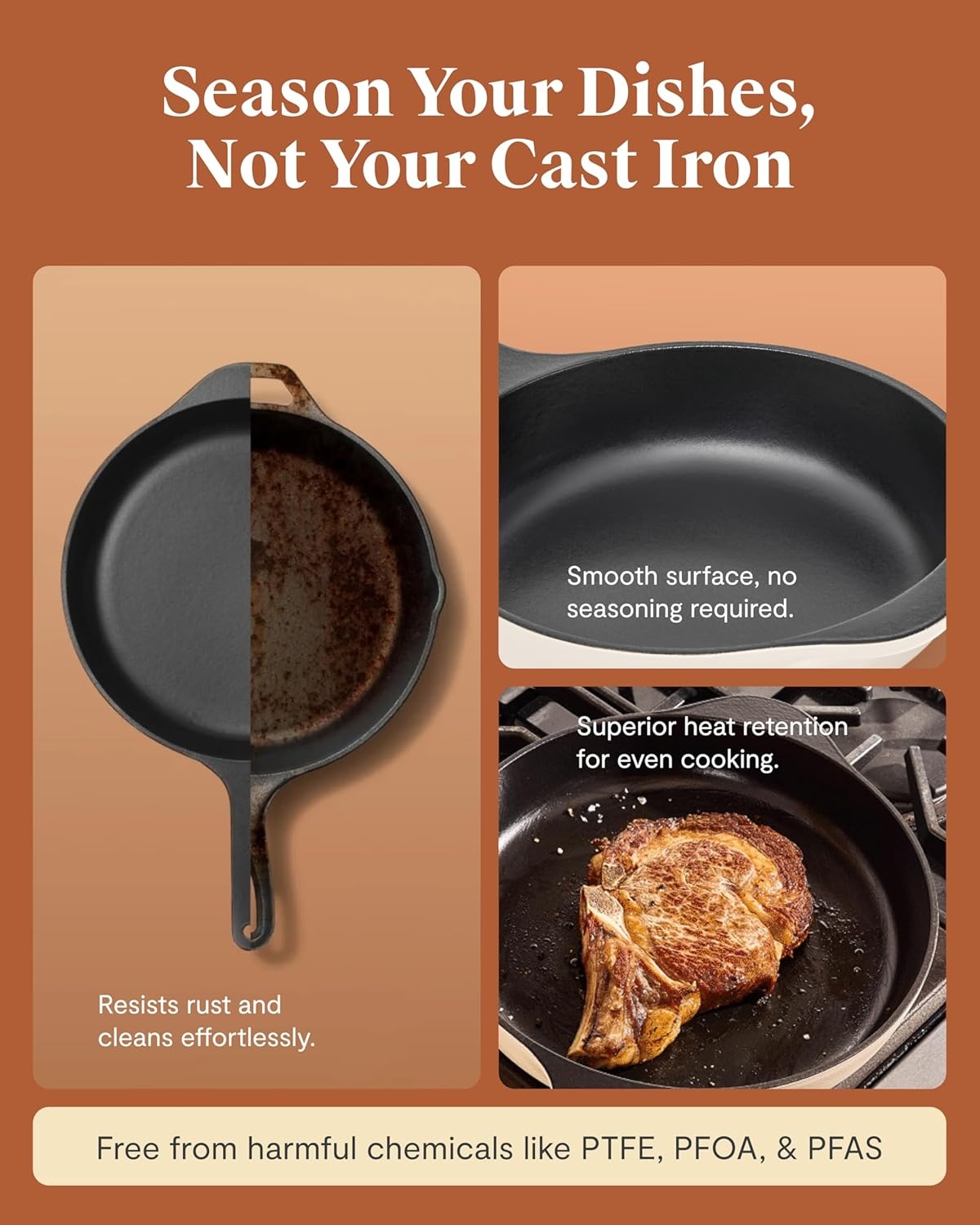image:imageCaraway Enameled Cast Iron Bundle 8 Mini Skillet 18 qt Sauce Pan with Lid amp Storage Organizer Durable NonToxic Cookware for Stovetop amp Oven No Seasoning Required CreamCream