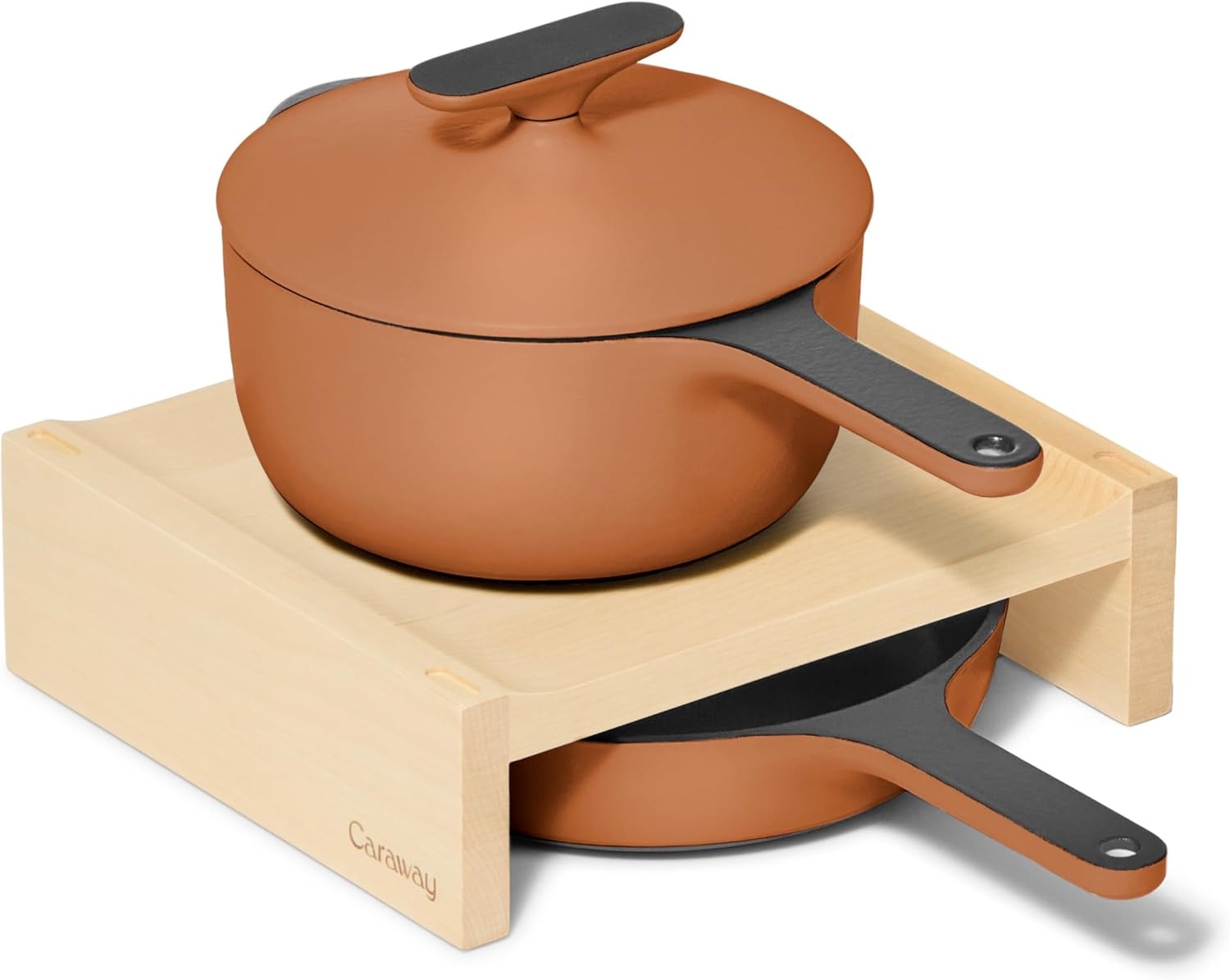image:imageCaraway Enameled Cast Iron Bundle 8 Mini Skillet 18 qt Sauce Pan with Lid amp Storage Organizer Durable NonToxic Cookware for Stovetop amp Oven No Seasoning Required CreamRust