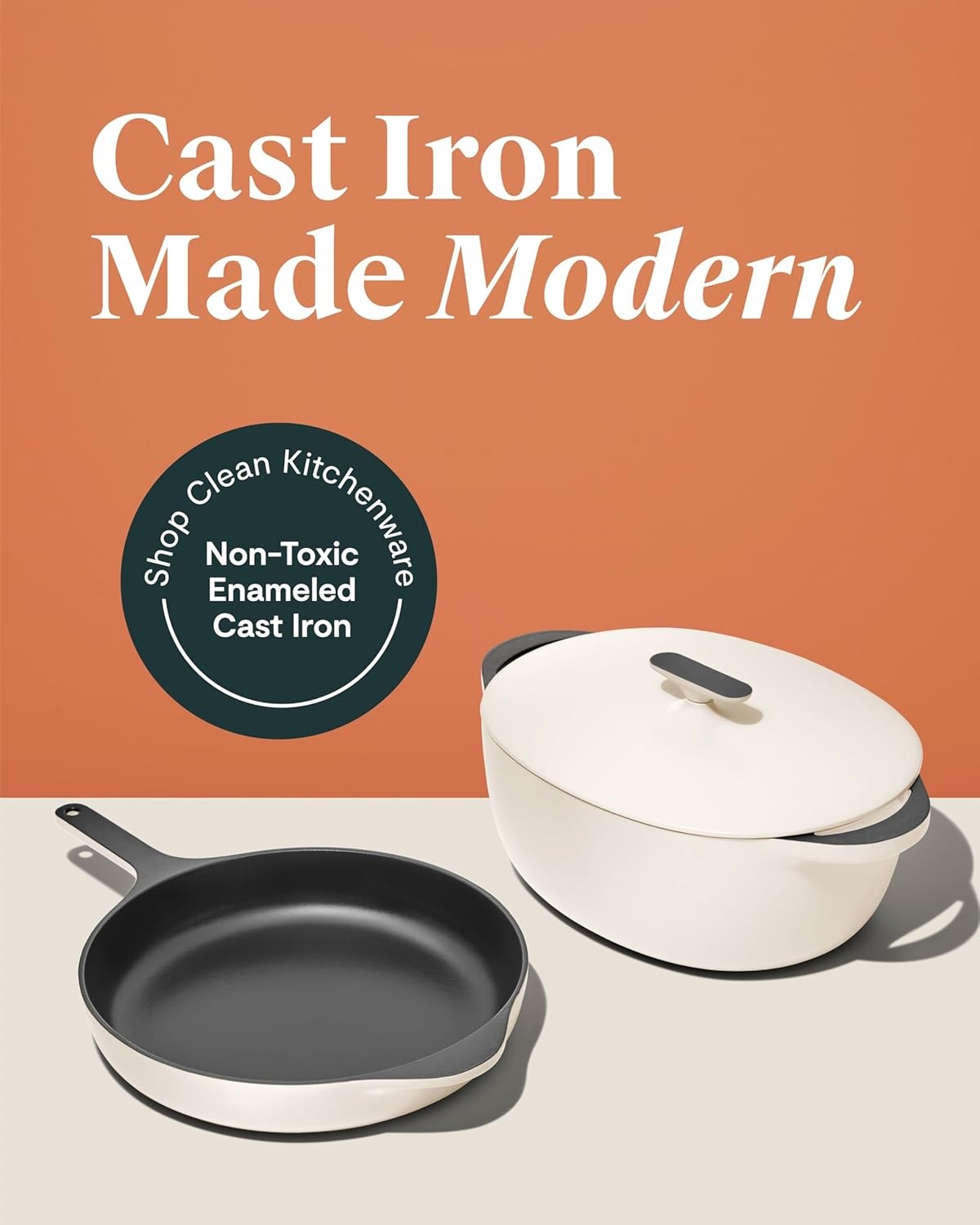 image:imageCaraway Enameled Cast Iron Bundle 8 Mini Skillet 18 qt Sauce Pan with Lid amp Storage Organizer Durable NonToxic Cookware for Stovetop amp Oven No Seasoning Required CreamCream
