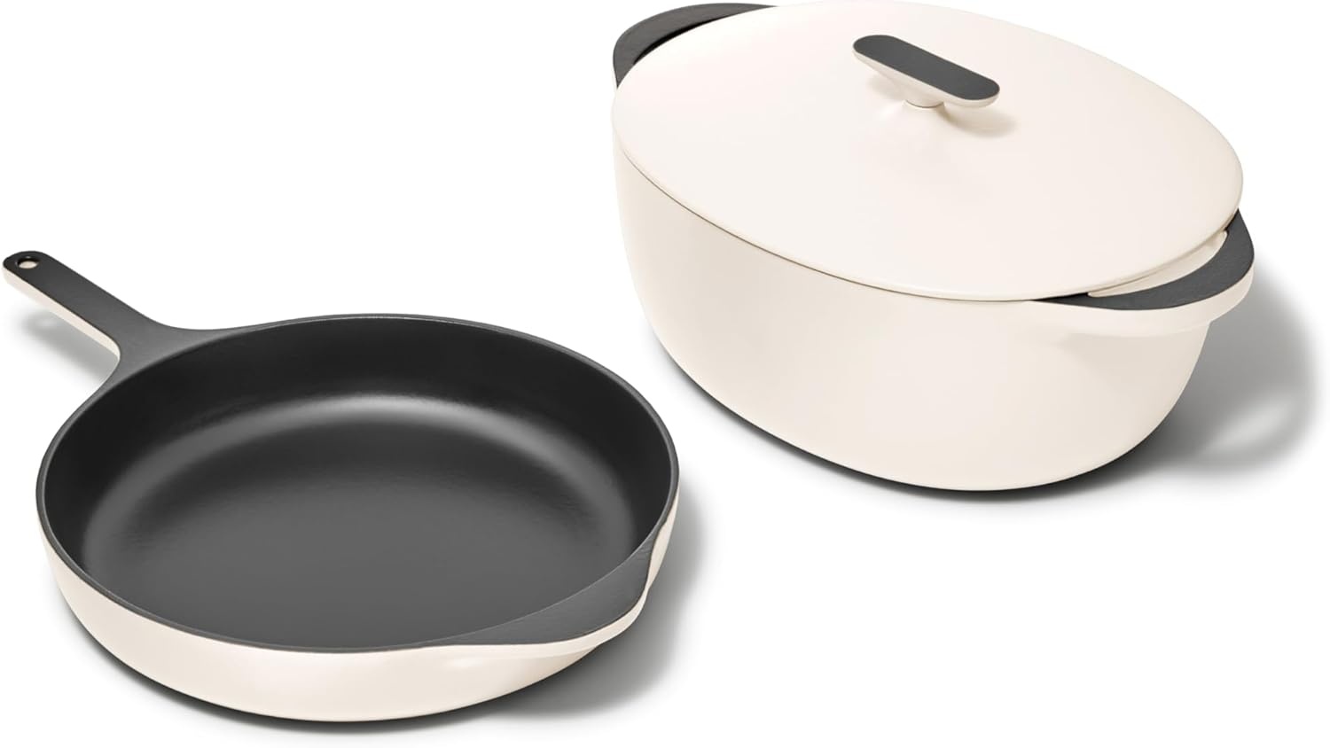 image:imageCaraway Enameled Cast Iron Bundle 8 Mini Skillet 18 qt Sauce Pan with Lid amp Storage Organizer Durable NonToxic Cookware for Stovetop amp Oven No Seasoning Required CreamCream