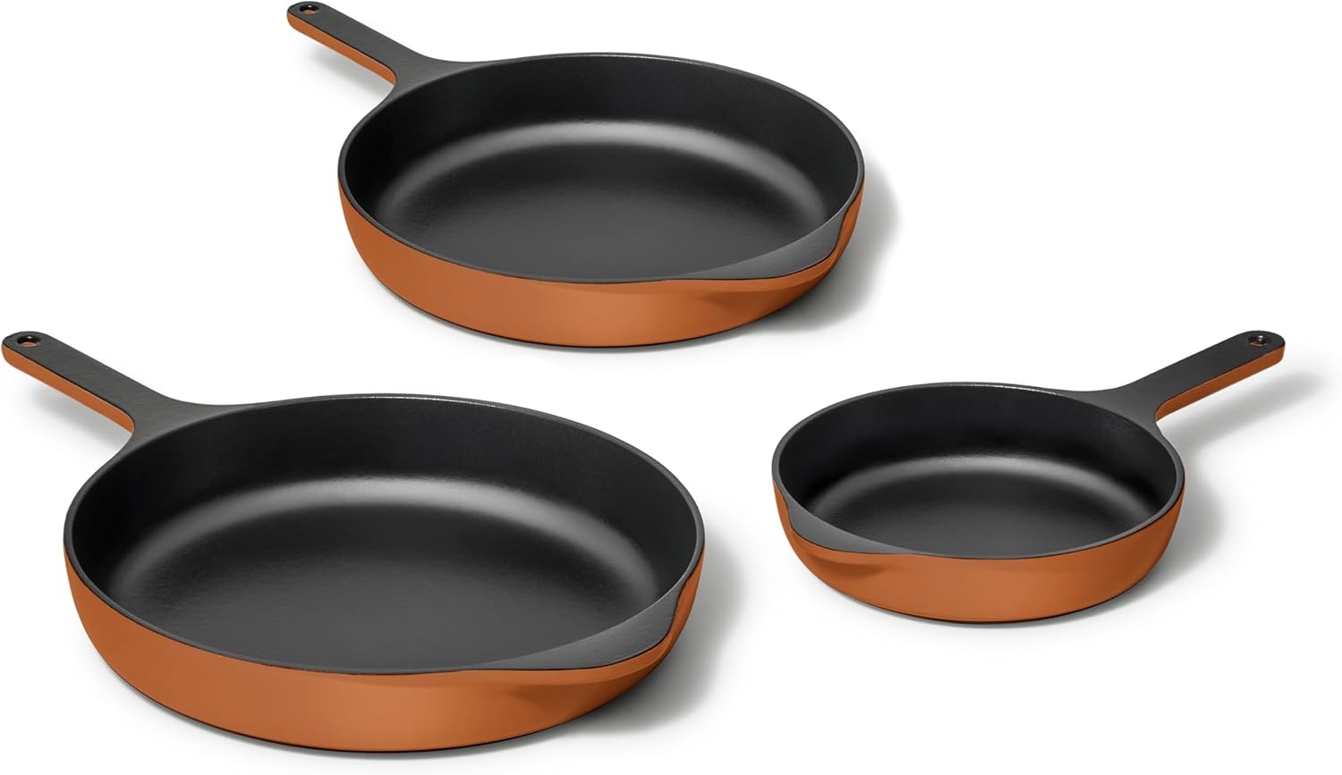 image:imageCaraway Enameled Cast Iron Bundle 8 Mini Skillet 18 qt Sauce Pan with Lid amp Storage Organizer Durable NonToxic Cookware for Stovetop amp Oven No Seasoning Required CreamRust