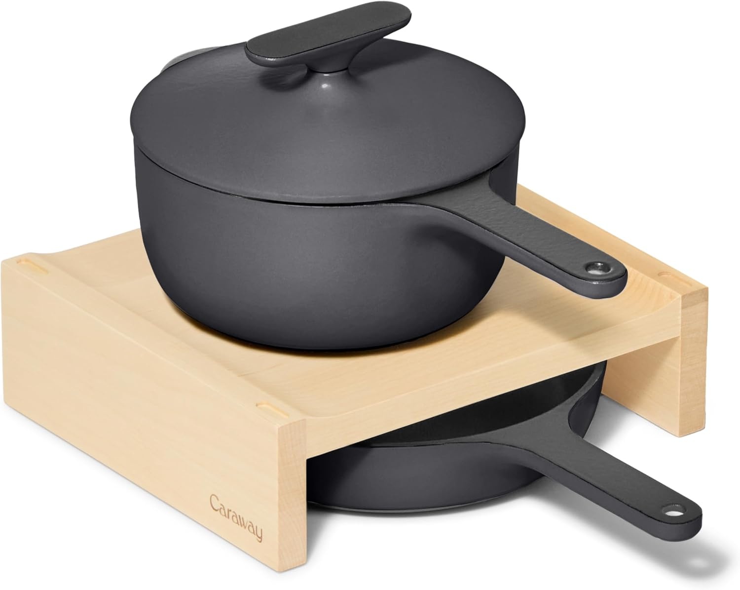 image:imageCaraway Enameled Cast Iron Bundle 8 Mini Skillet 18 qt Sauce Pan with Lid amp Storage Organizer Durable NonToxic Cookware for Stovetop amp Oven No Seasoning Required CreamCharcoal