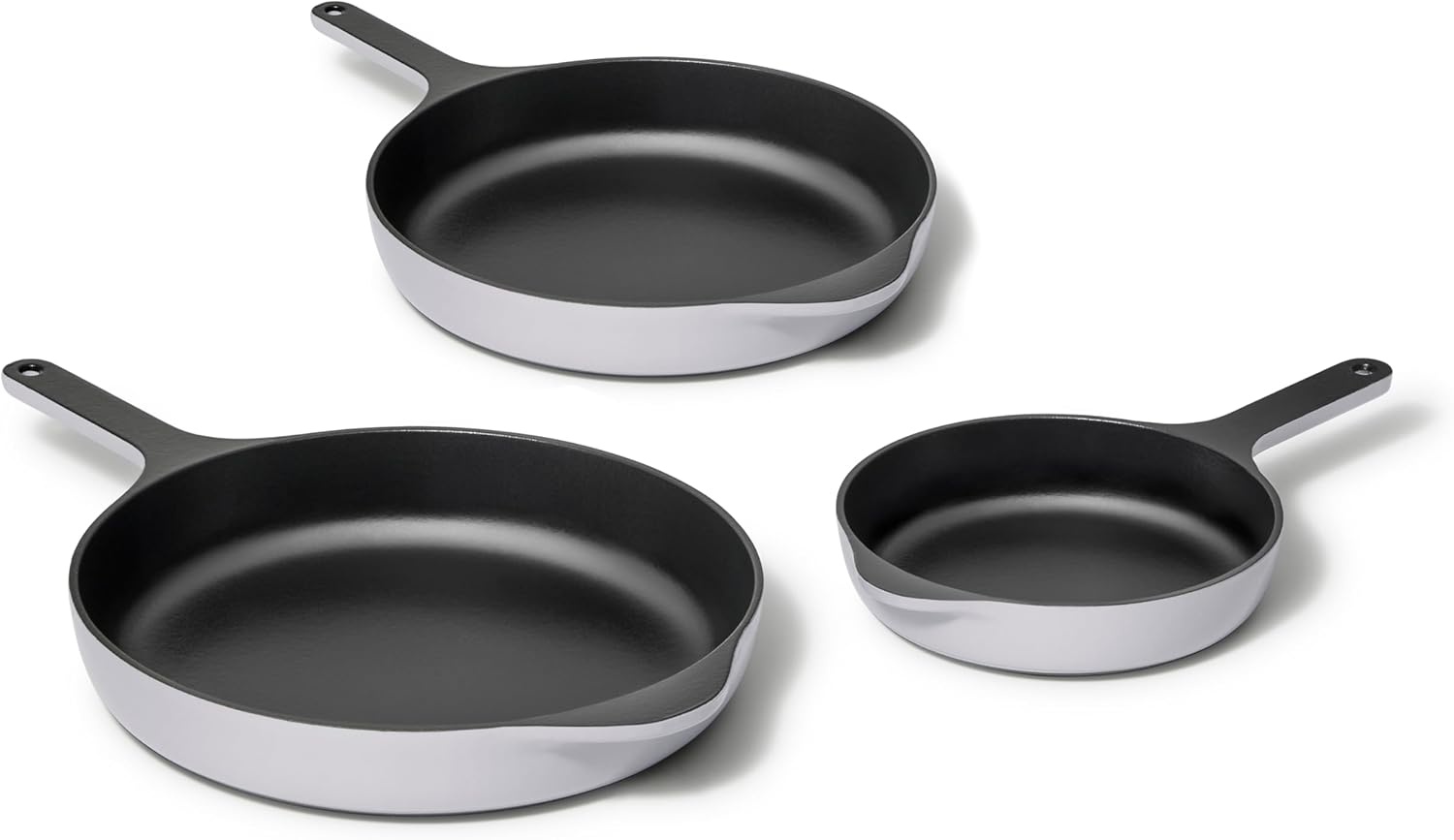 image:imageCaraway Enameled Cast Iron Bundle 8 Mini Skillet 18 qt Sauce Pan with Lid amp Storage Organizer Durable NonToxic Cookware for Stovetop amp Oven No Seasoning Required CreamGray