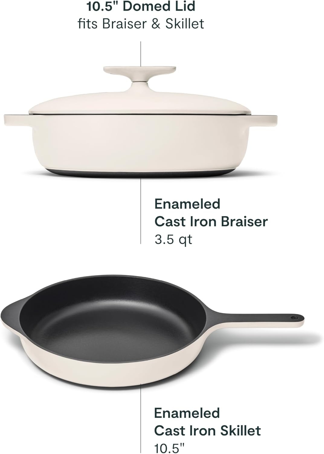 image:imageCaraway Enameled Cast Iron Bundle 8 Mini Skillet 18 qt Sauce Pan with Lid amp Storage Organizer Durable NonToxic Cookware for Stovetop amp Oven No Seasoning Required CreamCream