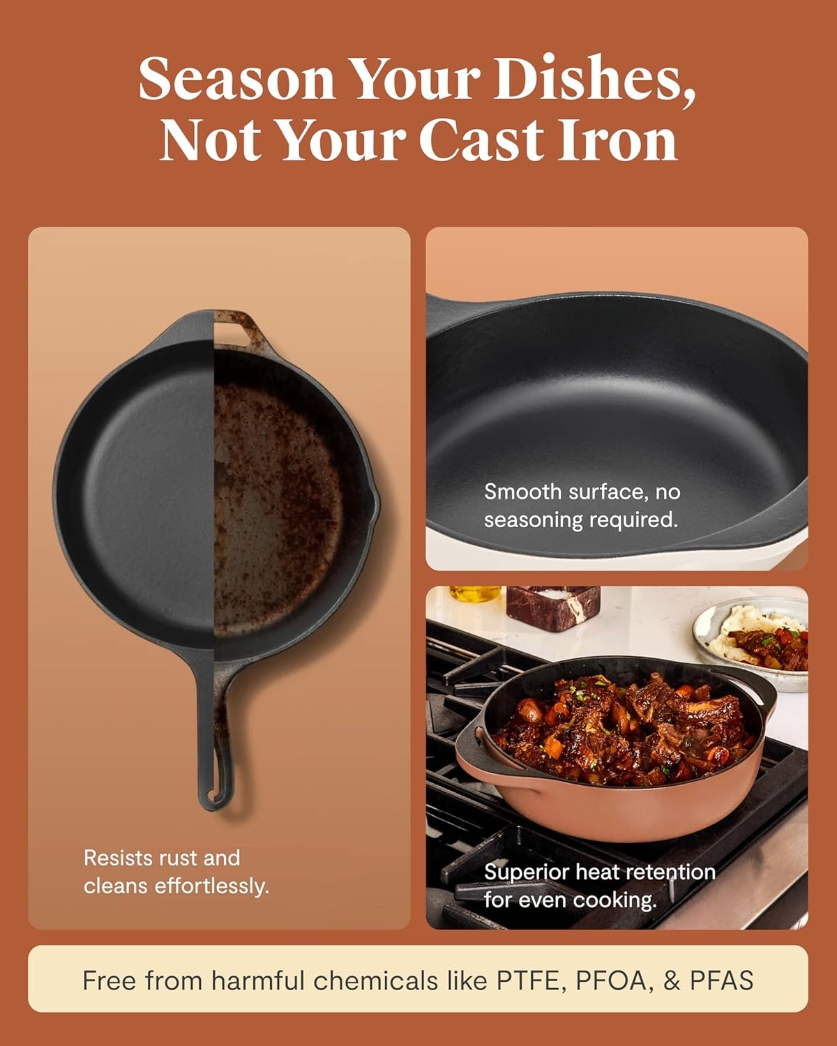 image:imageCaraway Enameled Cast Iron Bundle 8 Mini Skillet 18 qt Sauce Pan with Lid amp Storage Organizer Durable NonToxic Cookware for Stovetop amp Oven No Seasoning Required CreamMidnight Blue