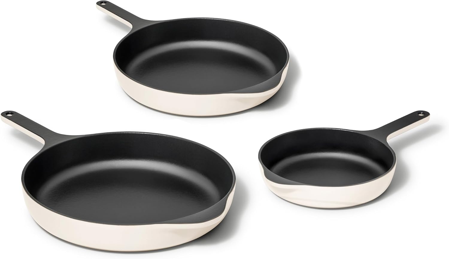 image:imageCaraway Enameled Cast Iron Bundle 8 Mini Skillet 18 qt Sauce Pan with Lid amp Storage Organizer Durable NonToxic Cookware for Stovetop amp Oven No Seasoning Required CreamCream