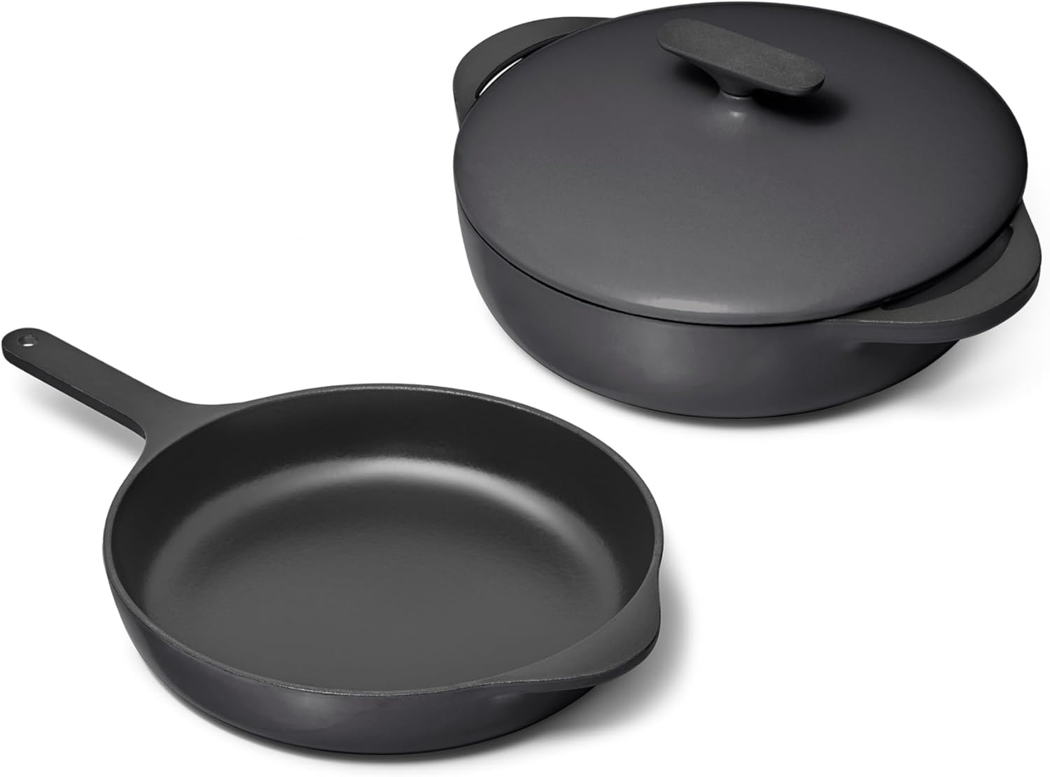 image:imageCaraway Enameled Cast Iron Bundle 8 Mini Skillet 18 qt Sauce Pan with Lid amp Storage Organizer Durable NonToxic Cookware for Stovetop amp Oven No Seasoning Required CreamCharcoal