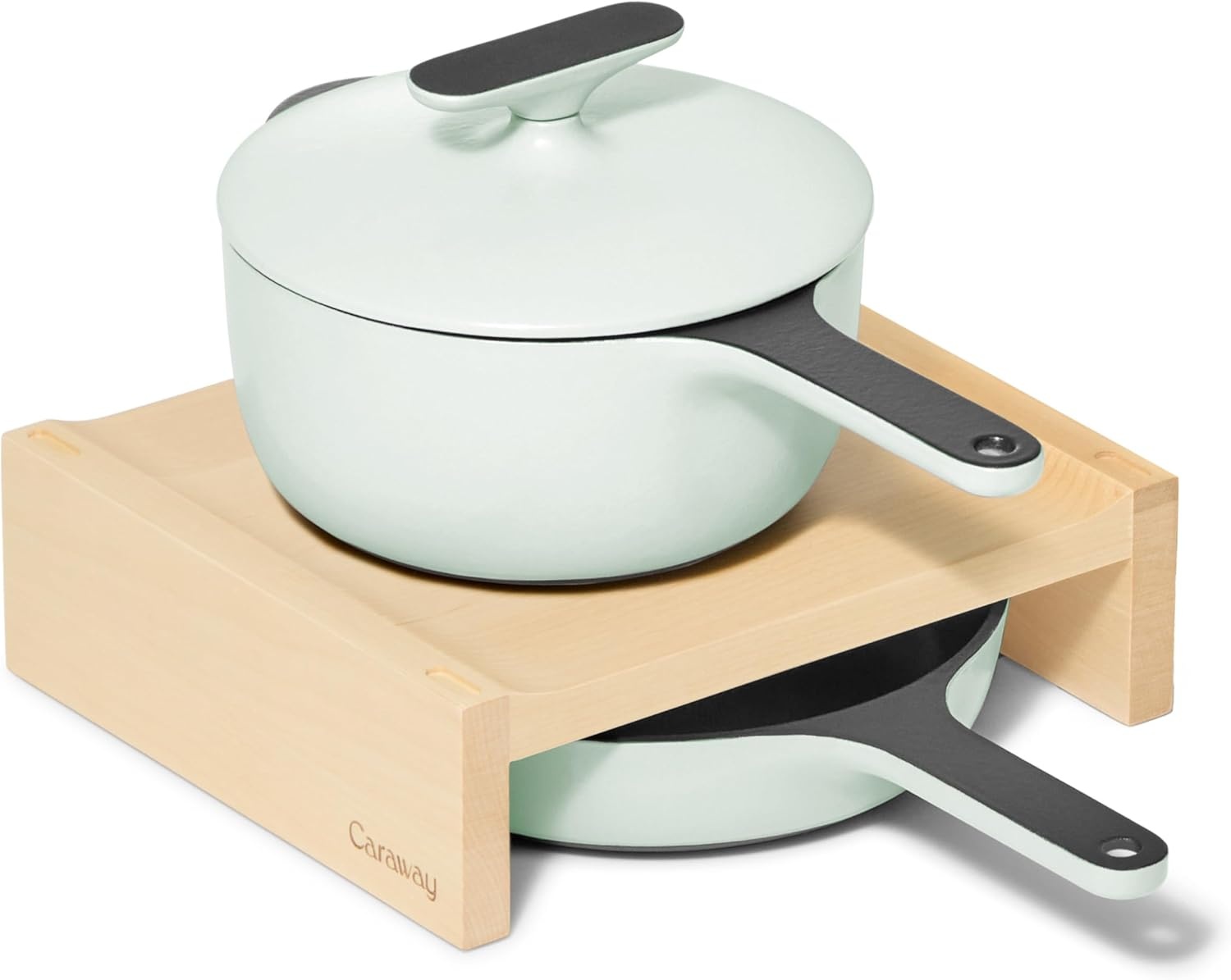 image:imageCaraway Enameled Cast Iron Bundle 8 Mini Skillet 18 qt Sauce Pan with Lid amp Storage Organizer Durable NonToxic Cookware for Stovetop amp Oven No Seasoning Required CreamLight Mist
