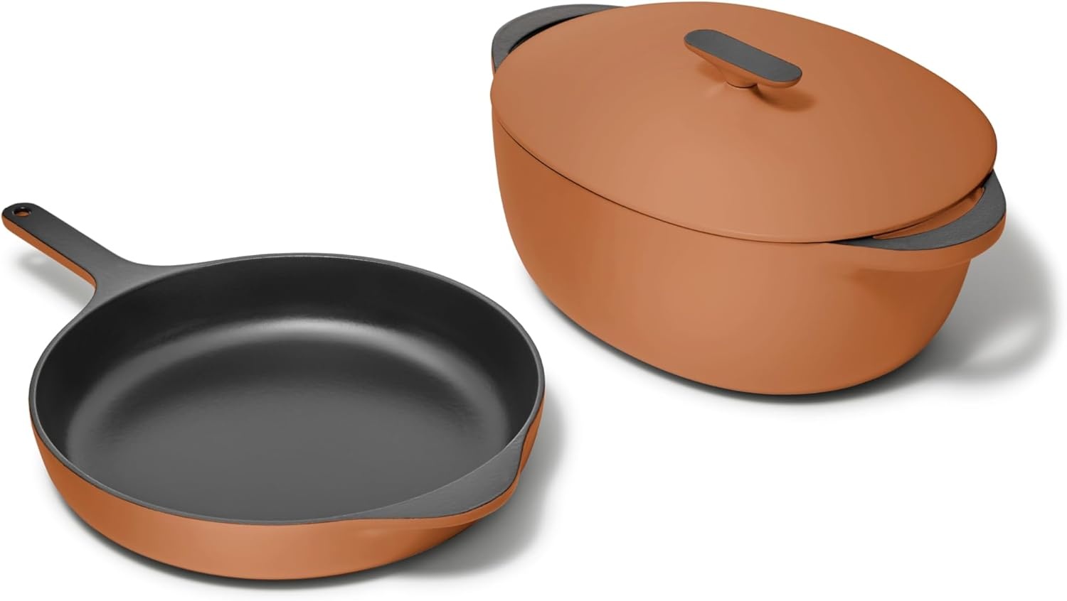 image:imageCaraway Enameled Cast Iron Bundle 8 Mini Skillet 18 qt Sauce Pan with Lid amp Storage Organizer Durable NonToxic Cookware for Stovetop amp Oven No Seasoning Required CreamRust