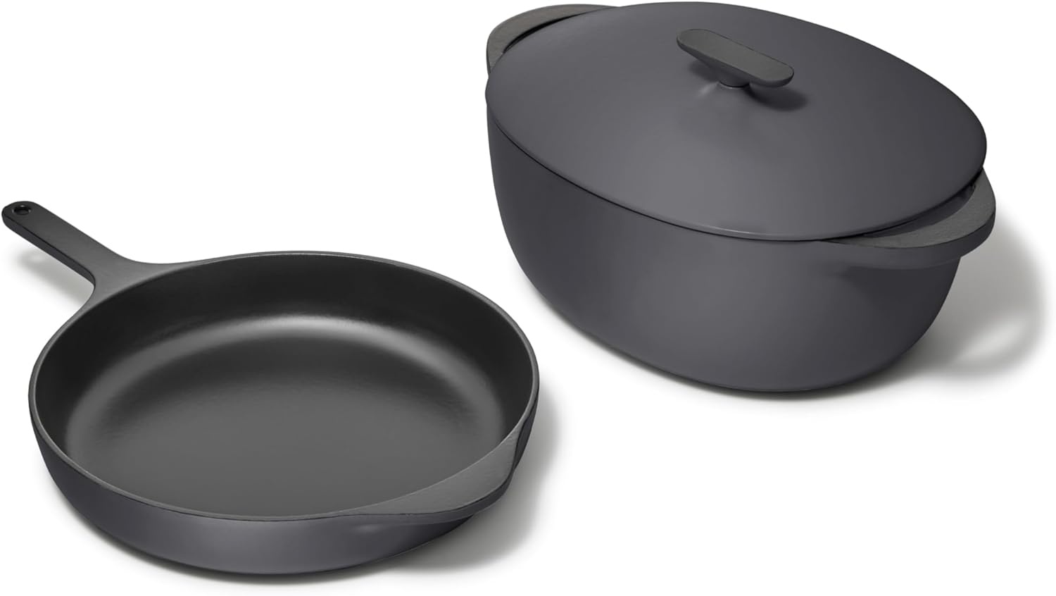 image:imageCaraway Enameled Cast Iron Bundle 8 Mini Skillet 18 qt Sauce Pan with Lid amp Storage Organizer Durable NonToxic Cookware for Stovetop amp Oven No Seasoning Required CreamCharcoal