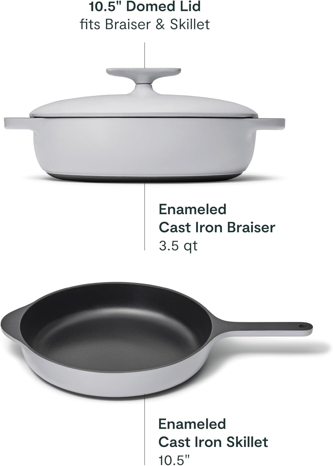 image:imageCaraway Enameled Cast Iron Bundle 8 Mini Skillet 18 qt Sauce Pan with Lid amp Storage Organizer Durable NonToxic Cookware for Stovetop amp Oven No Seasoning Required CreamGray