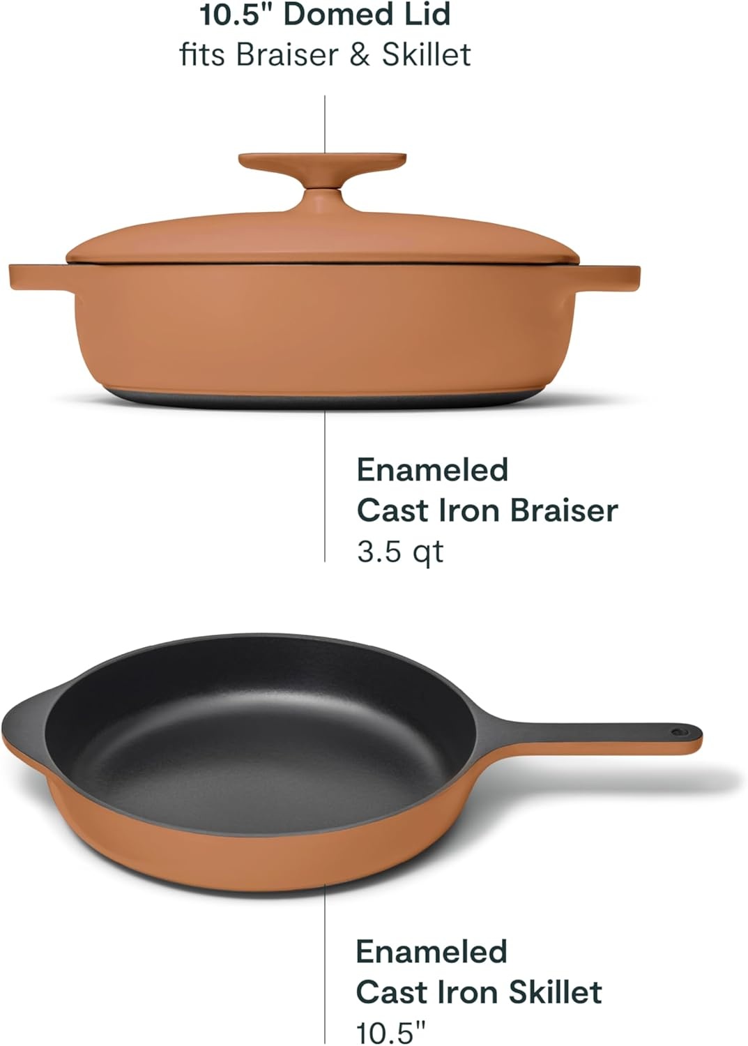 image:imageCaraway Enameled Cast Iron Bundle 8 Mini Skillet 18 qt Sauce Pan with Lid amp Storage Organizer Durable NonToxic Cookware for Stovetop amp Oven No Seasoning Required CreamRust