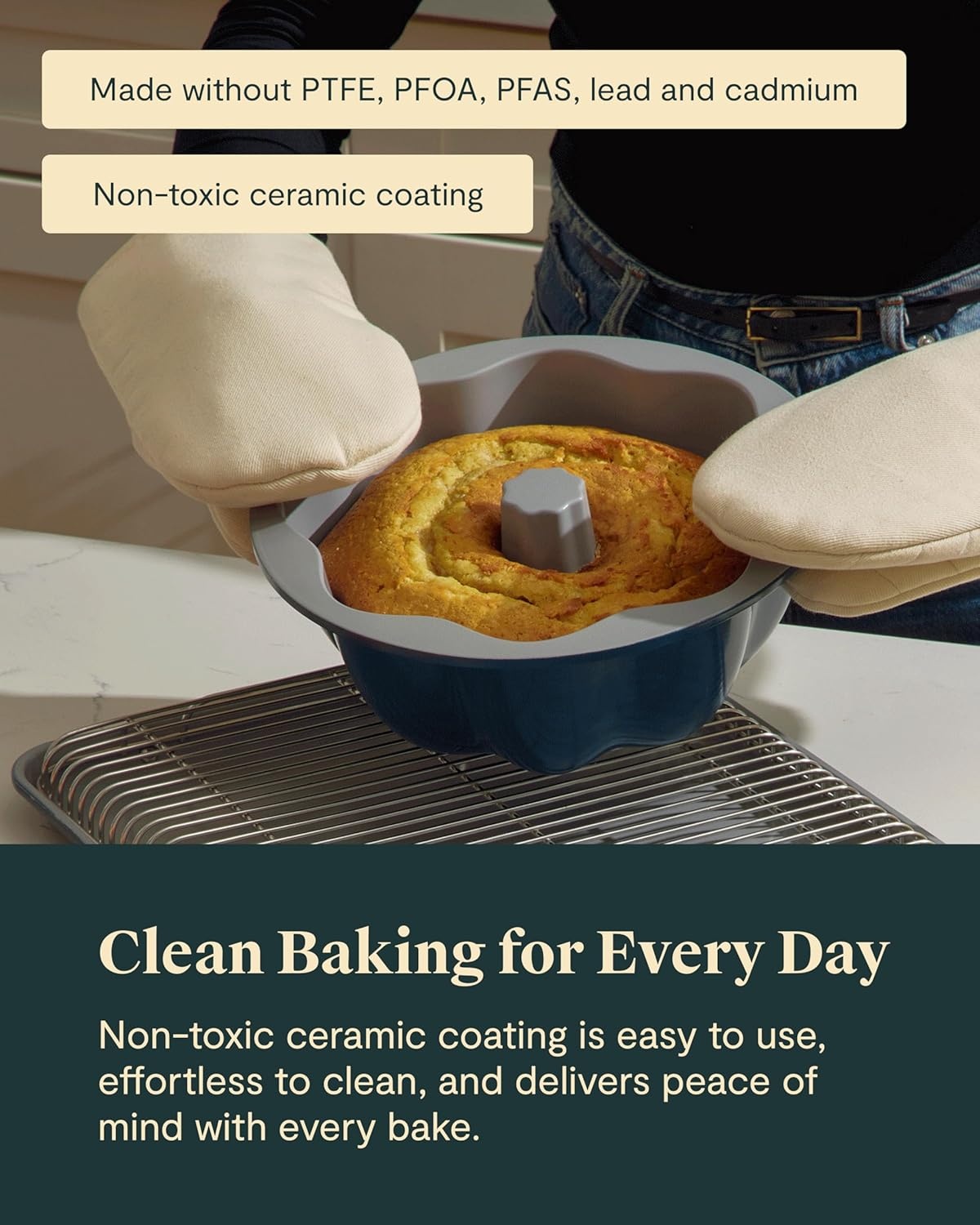 image:imageCaraway Fluted Cake Pan 95 NonStick Ceramic Baking Pan Ergonomic amp Easy to Handle Oven Safe up to 550F NonToxic PTFE amp PFOA Free PerracottaMarigold