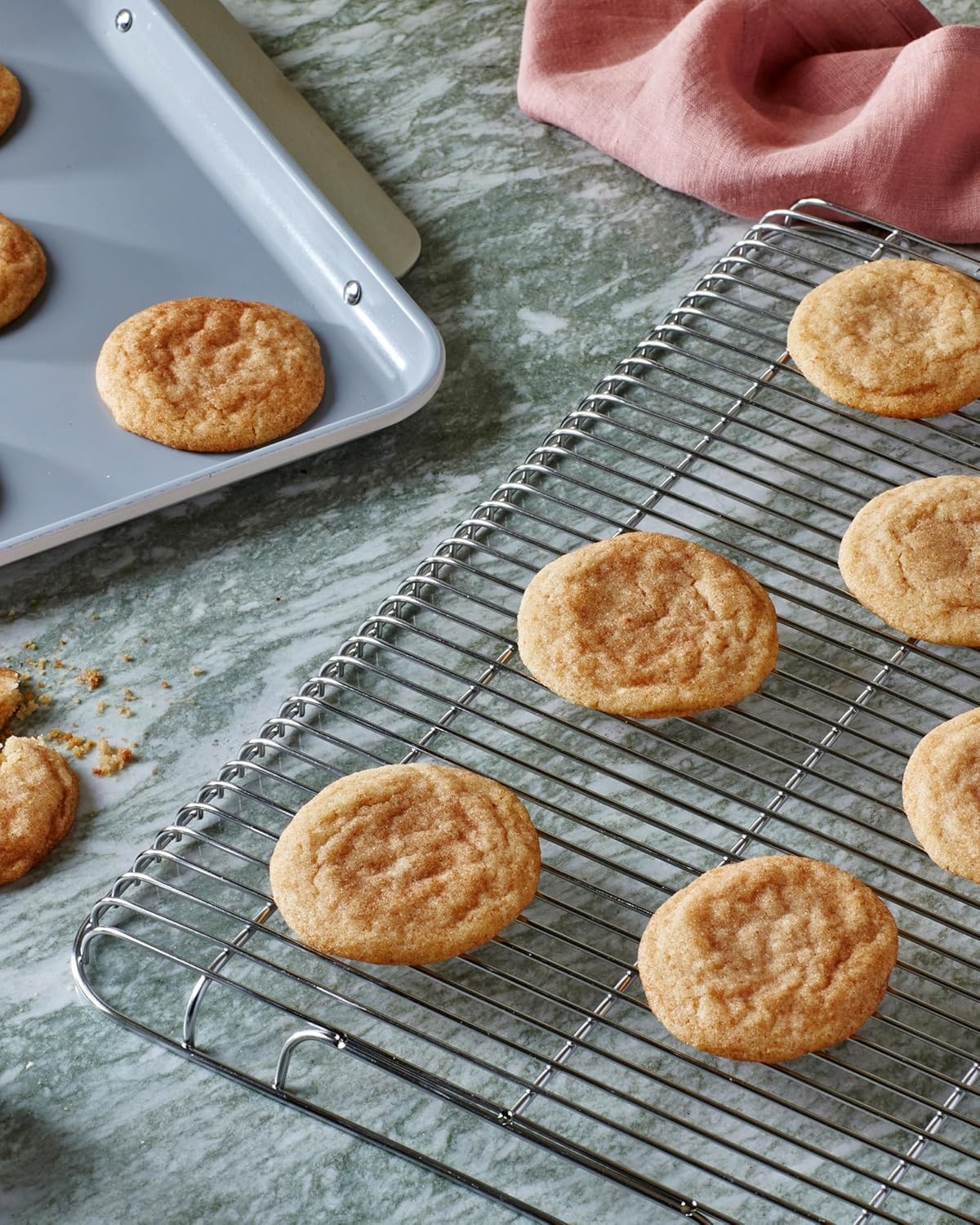 image:imageCaraway NonStick Ceramic Baking Sheet amp Cooling Rack Bundle Ceramic Coated NonToxic PTFE amp PFOA Free Large 18x13 Small 9x13 amp Cooling Racks GrayCream